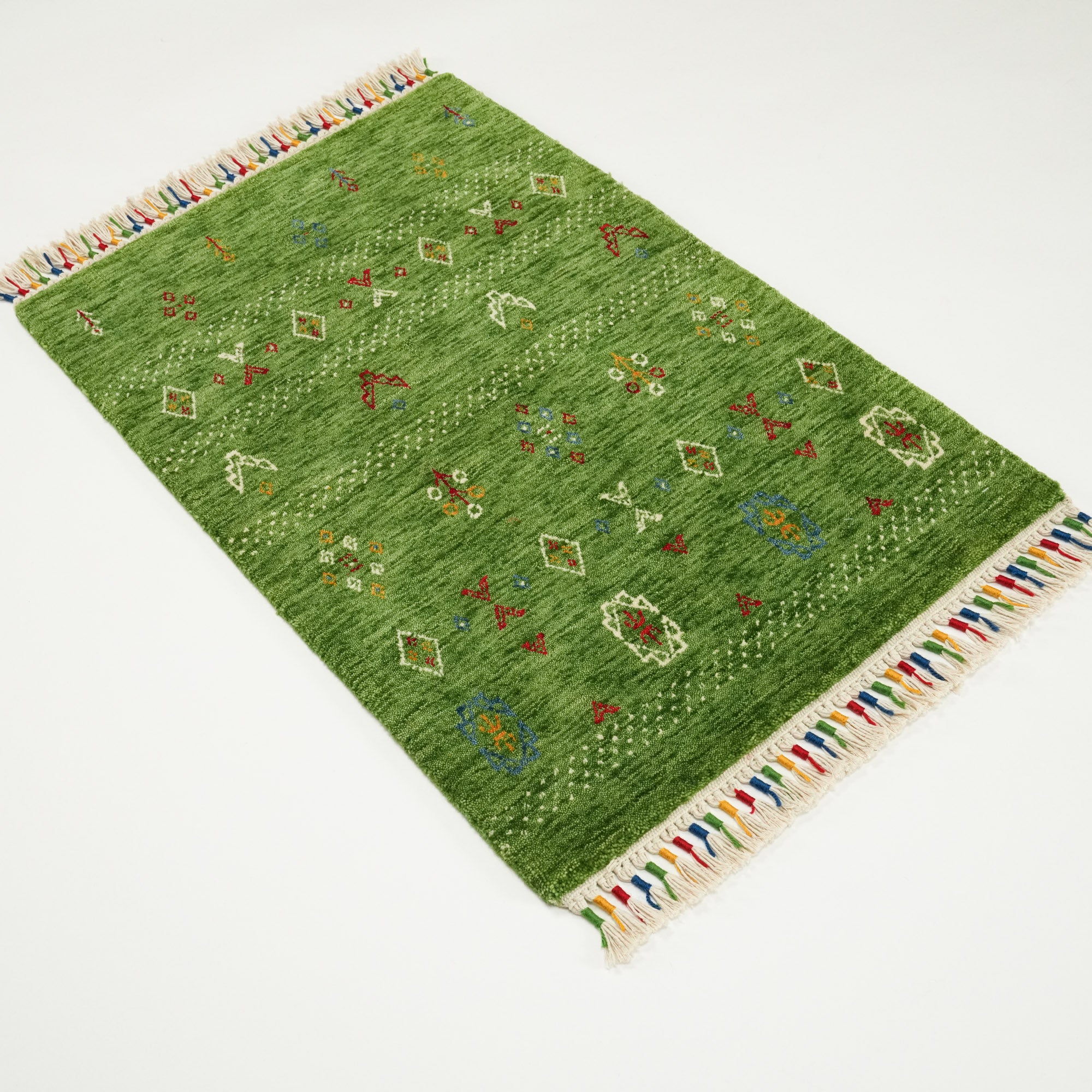 Urkum Series Authentic Patterned Green Counter Woven Rug