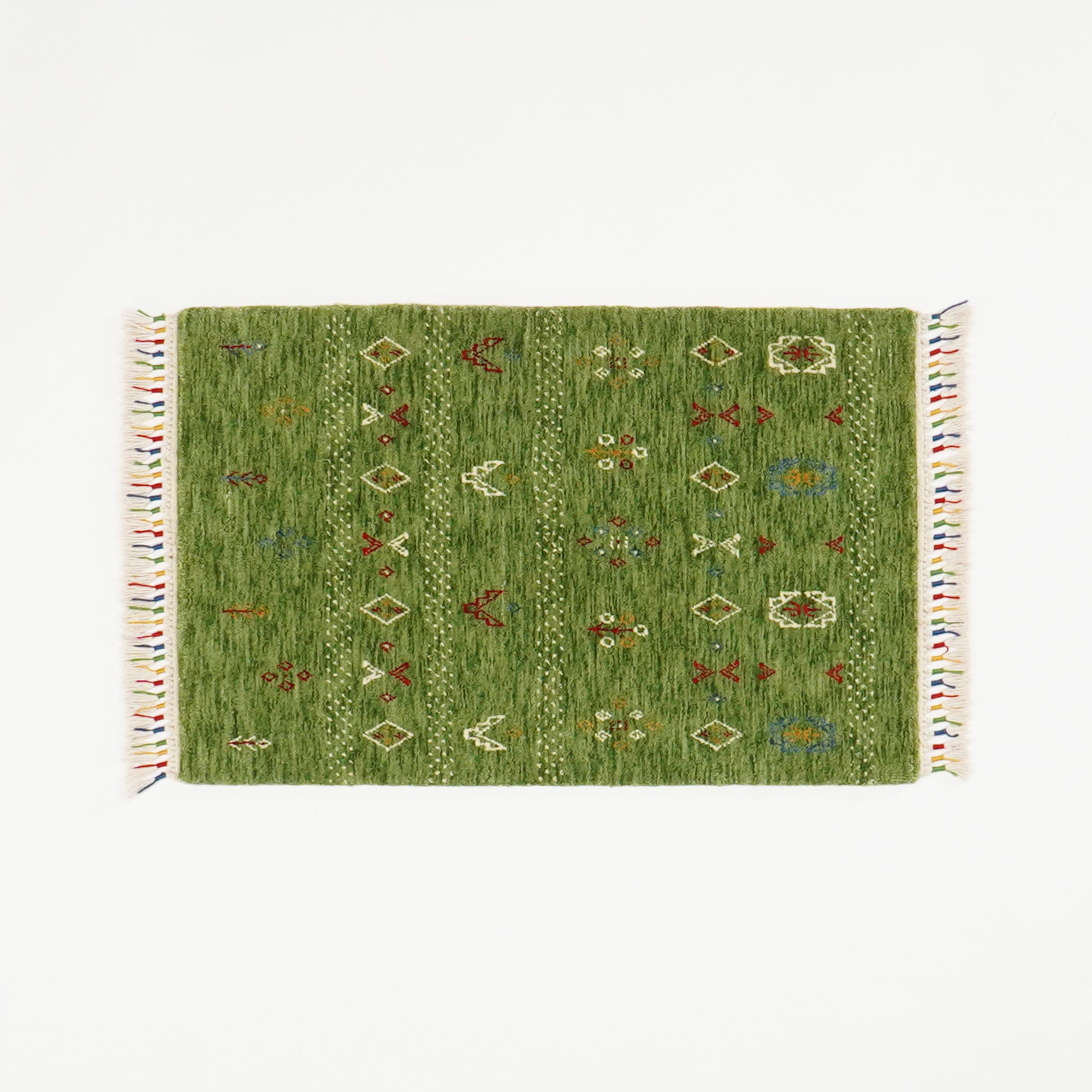 Urkum Series Authentic Patterned Green Counter Woven Rug