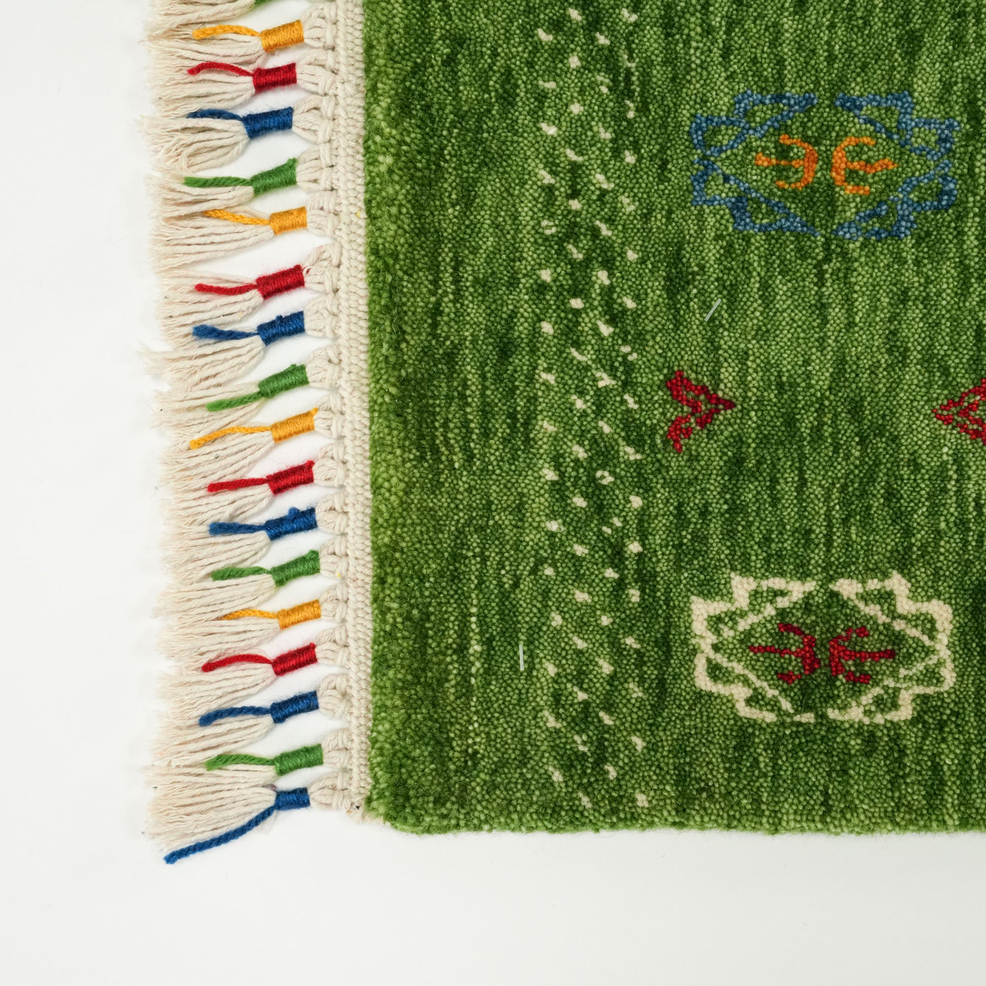 Urkum Series Authentic Patterned Green Counter Woven Rug