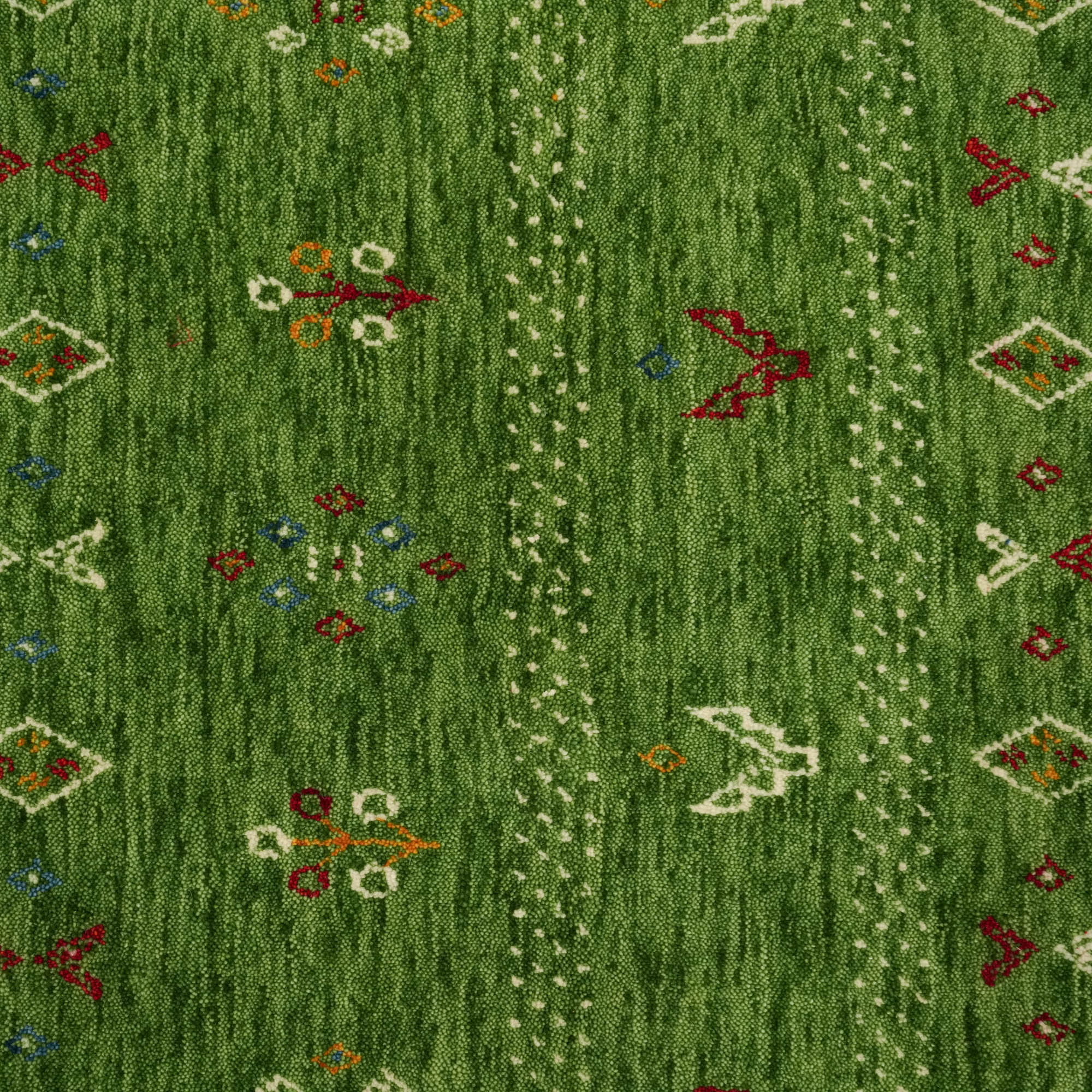 Urkum Series Authentic Patterned Green Counter Woven Rug