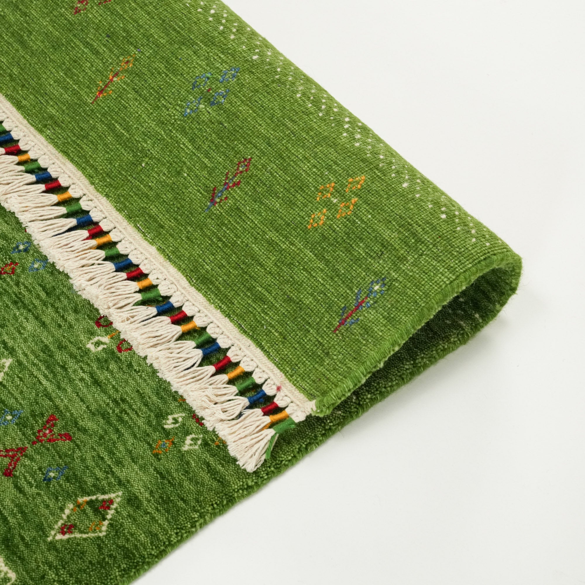 Urkum Series Authentic Patterned Green Counter Woven Rug