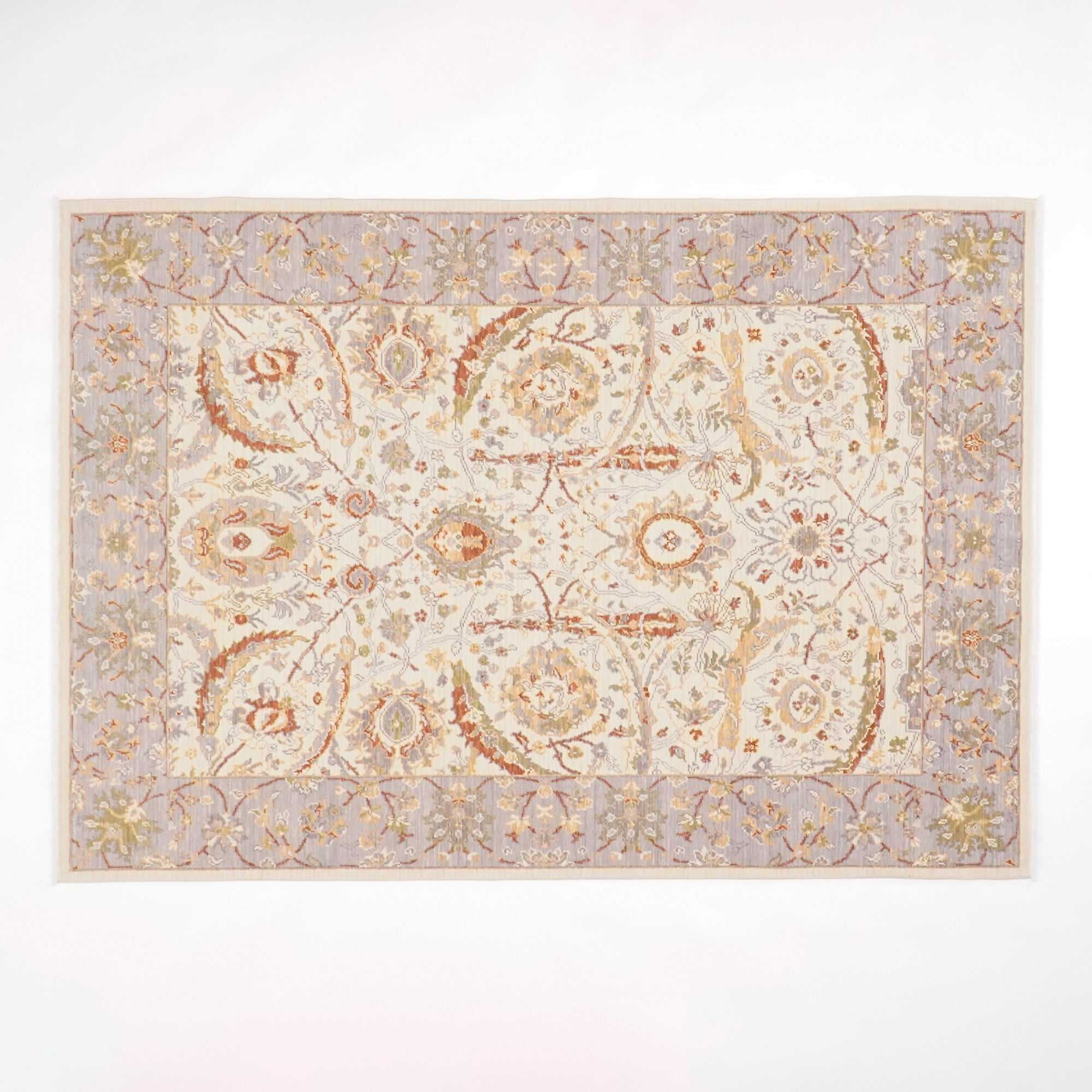 Tempus Serisi Uşak Desenli Bej Vizon Yün Tezgah Dokuma Halı