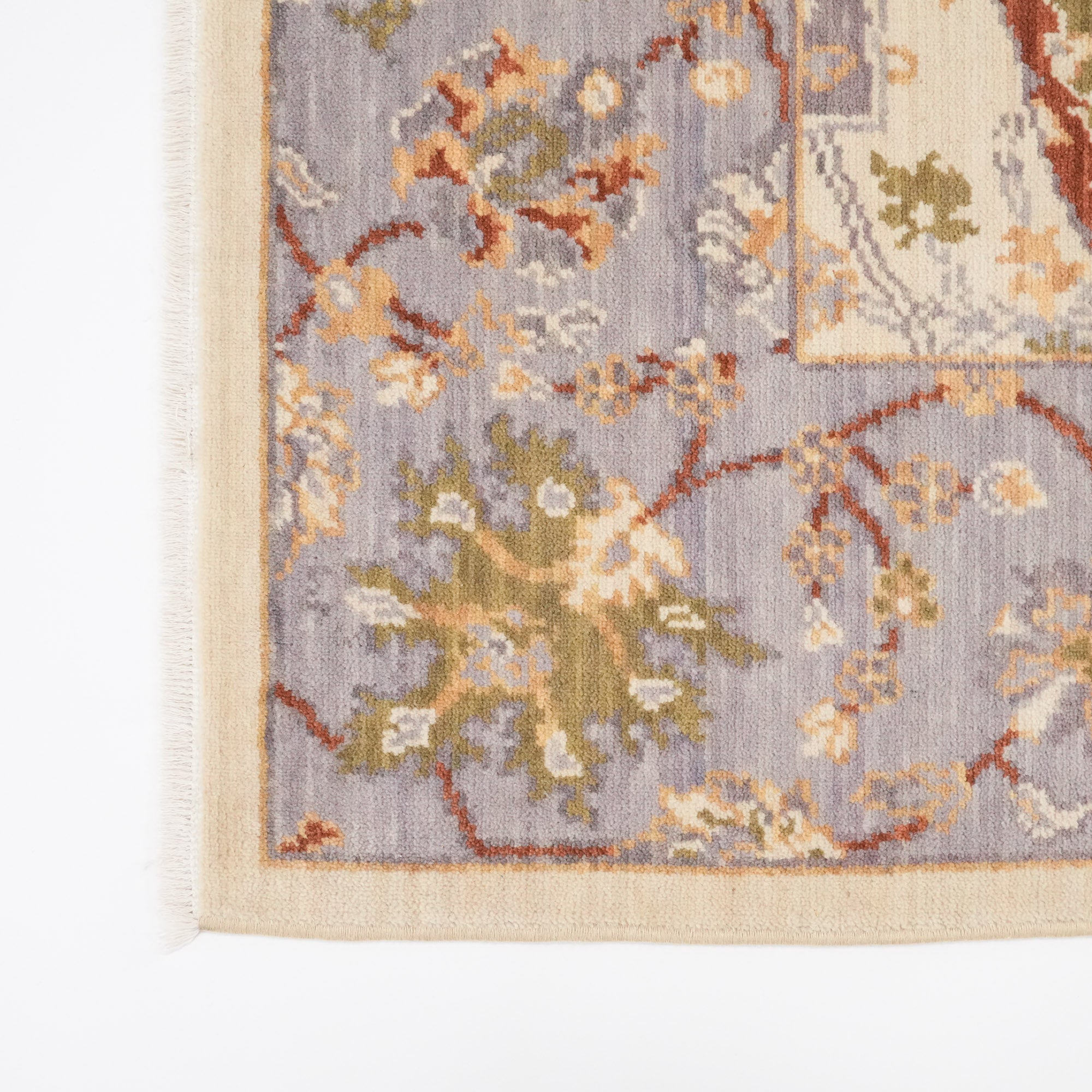 Tempus Serisi Uşak Desenli Bej Vizon Yün Tezgah Dokuma Halı