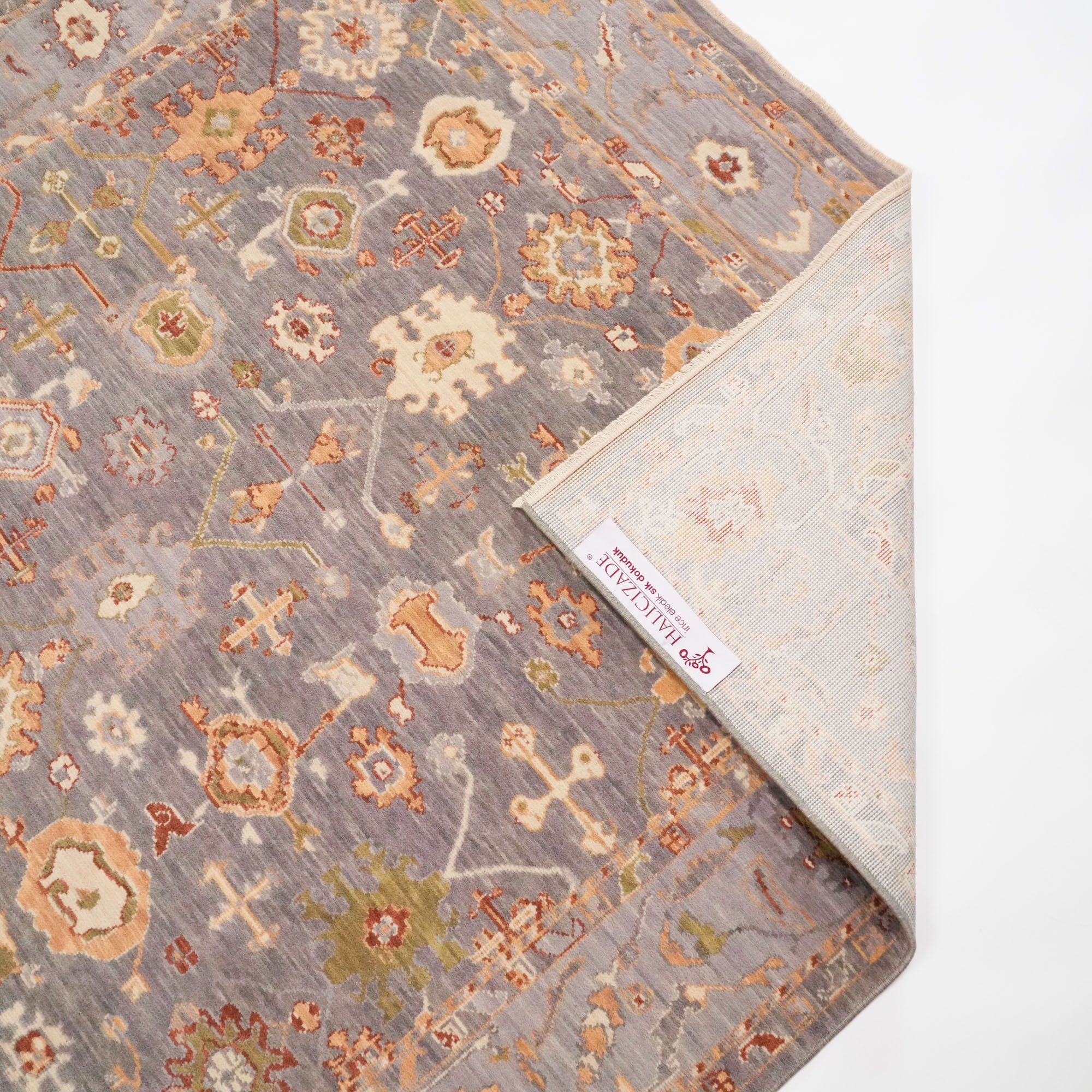 Tempus Serisi Uşak Desenli Gri Vizon Yün Tezgah Dokuma Halı