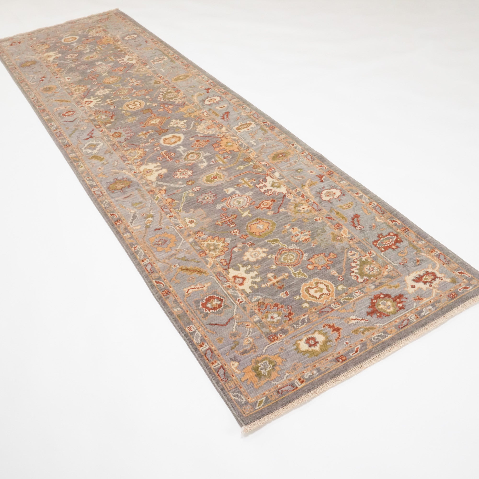 Tempus Serisi Uşak Desenli Gri Vizon Yün Tezgah Dokuma Halı