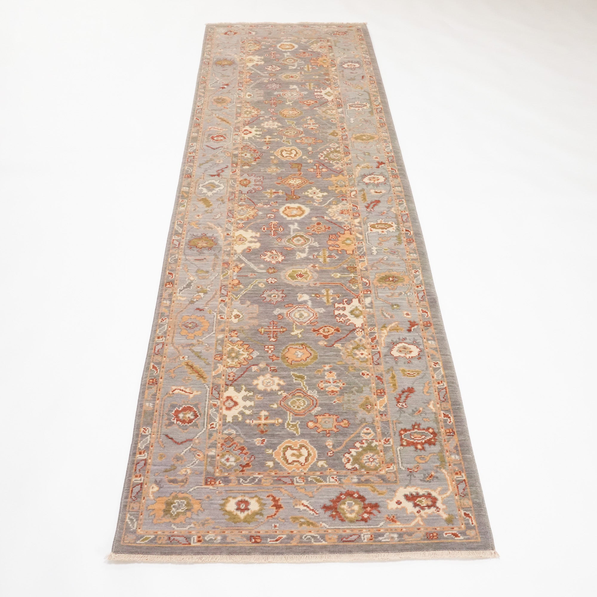 Tempus Serisi Uşak Desenli Gri Vizon Yün Tezgah Dokuma Halı