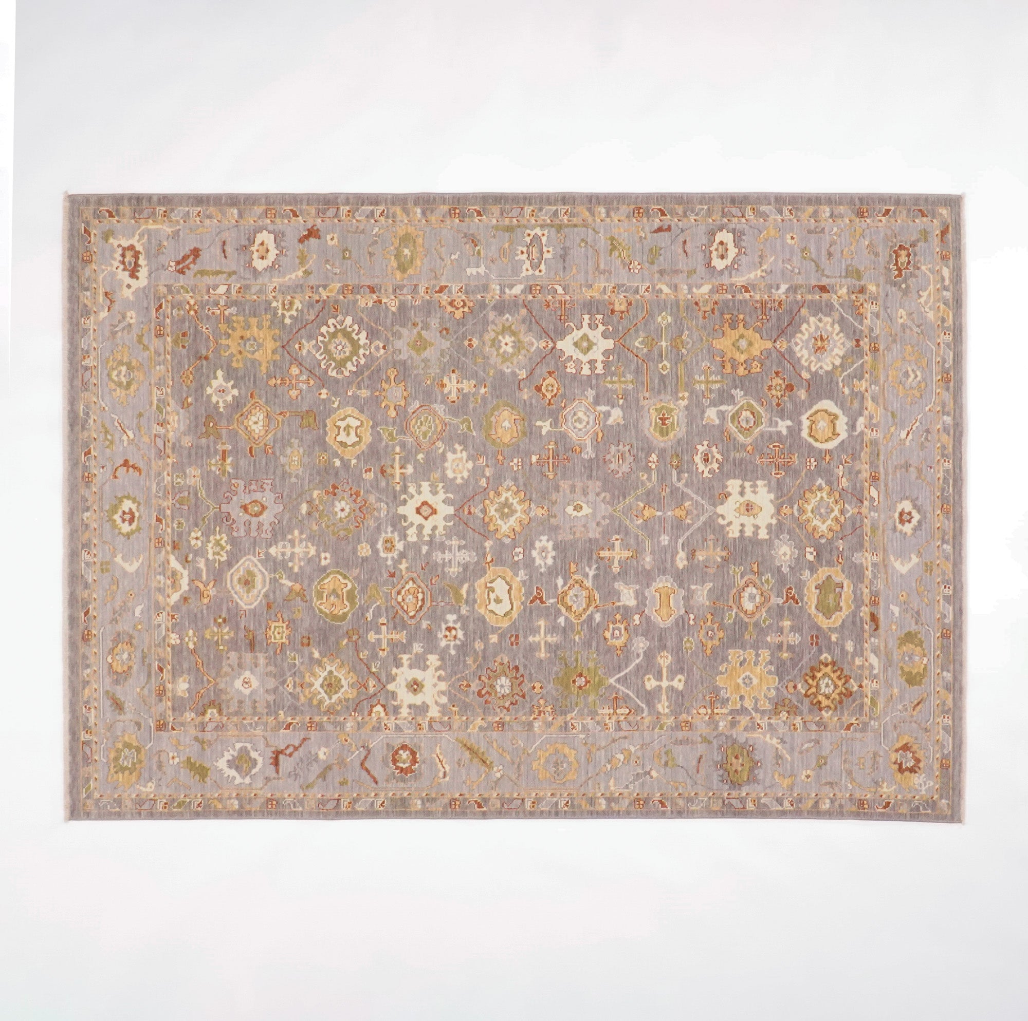 Tempus Serisi Uşak Desenli Gri Vizon Yün Tezgah Dokuma Halı