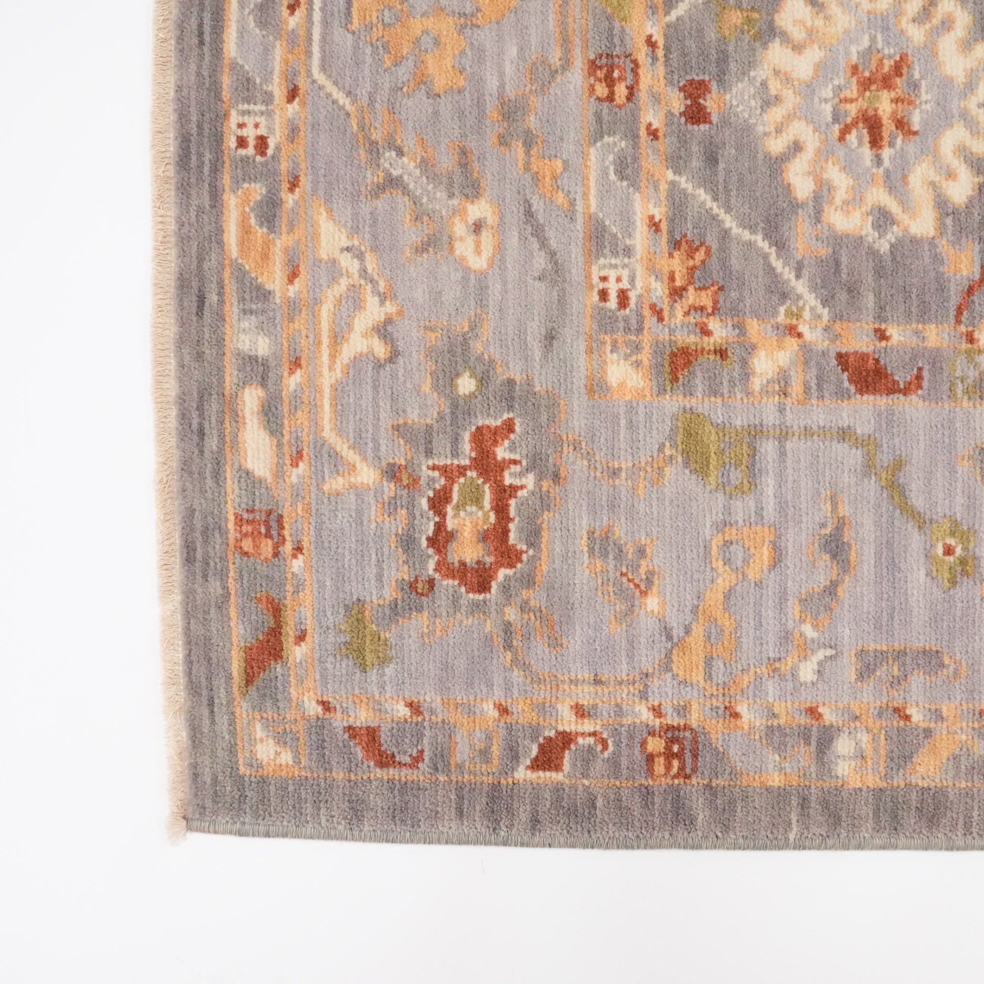 Tempus Serisi Uşak Desenli Gri Vizon Yün Tezgah Dokuma Halı