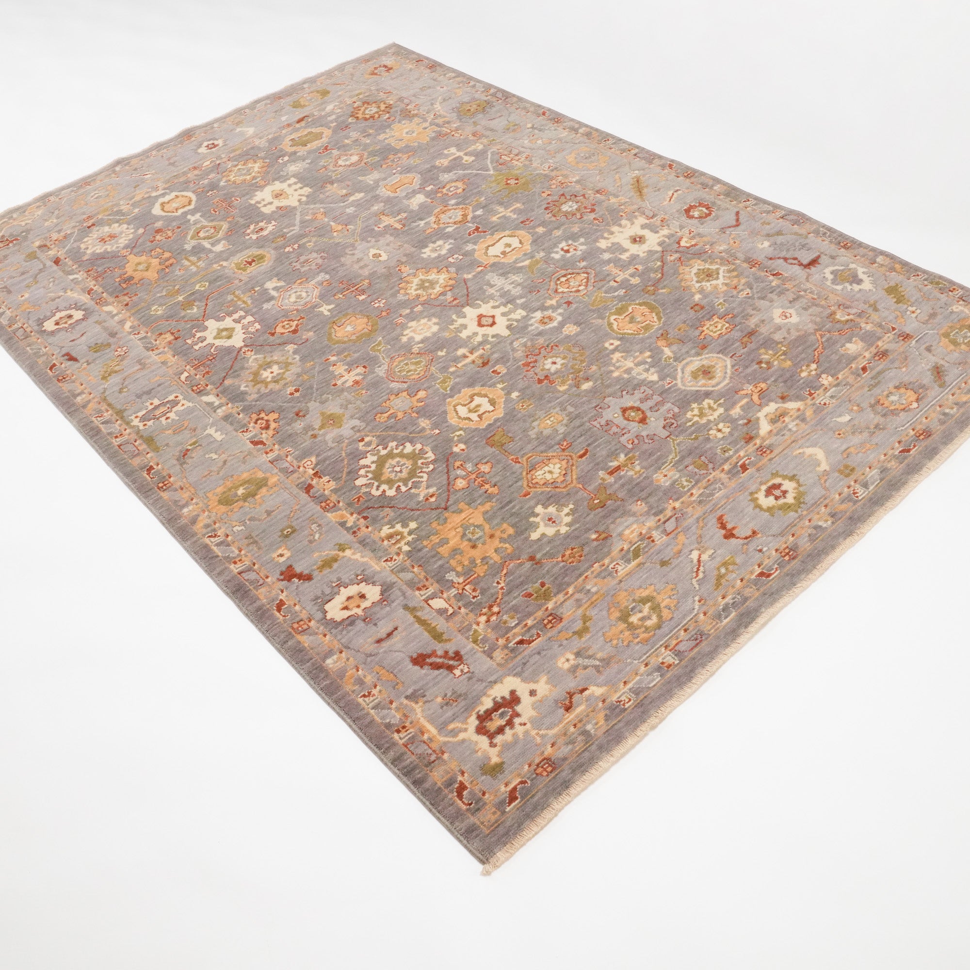 Tempus Serisi Uşak Desenli Gri Vizon Yün Tezgah Dokuma Halı