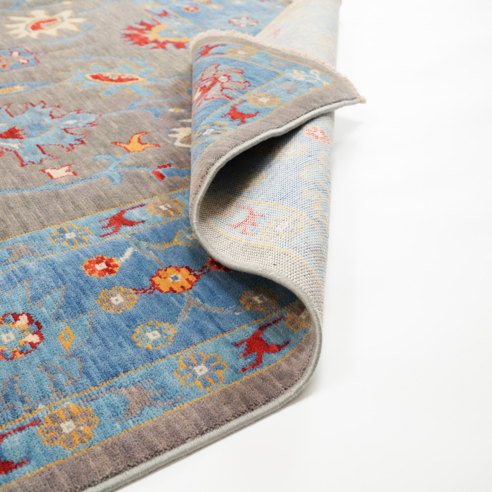 Tempus Series Uşak Patterned Blue-Grey Wool Special Loom Carpet