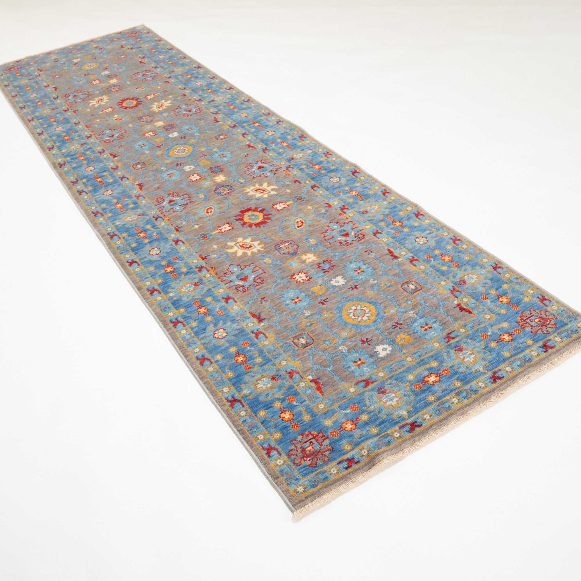 Tempus Series Uşak Patterned Blue-Grey Wool Special Loom Carpet