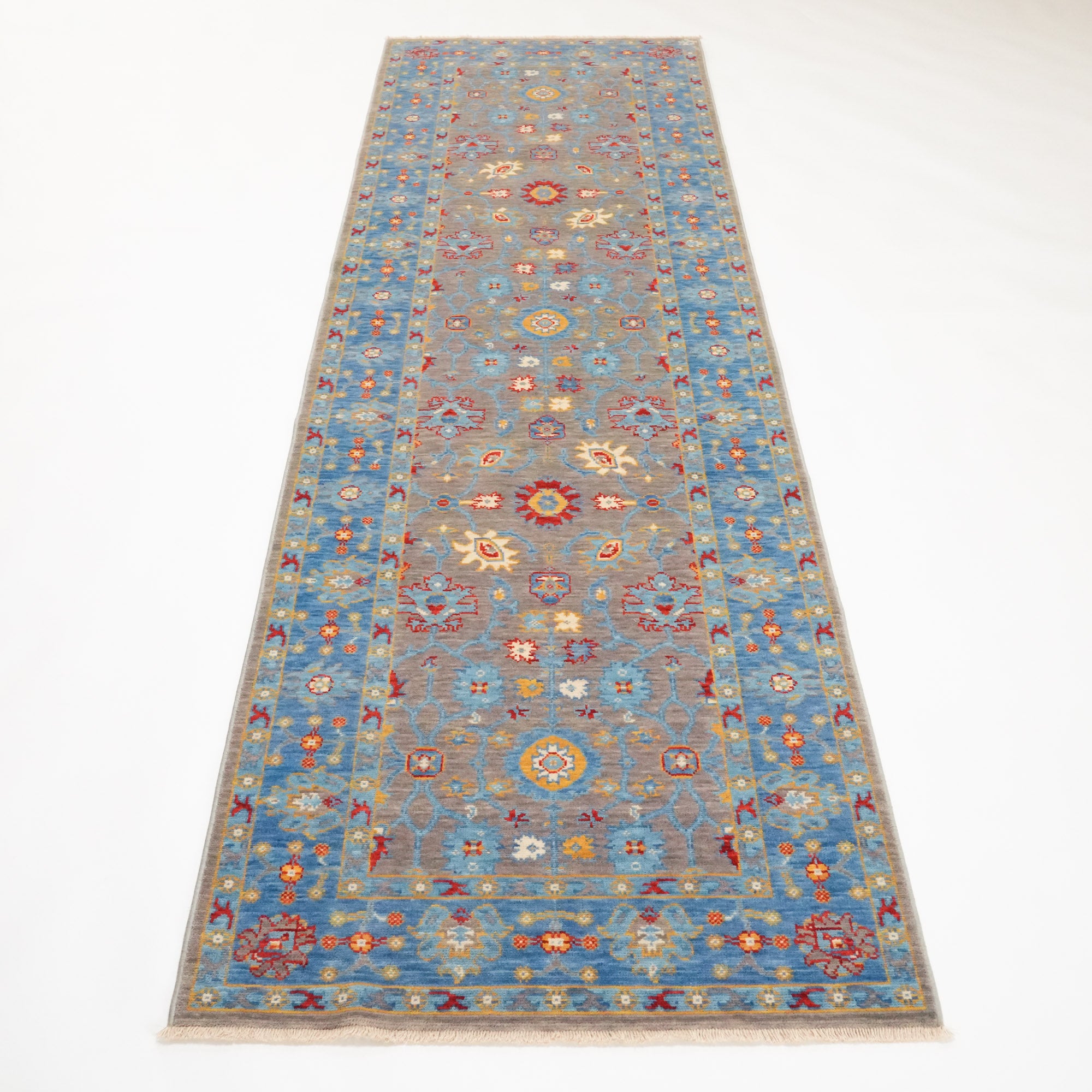 Tempus Series Uşak Patterned Blue-Grey Wool Special Loom Carpet
