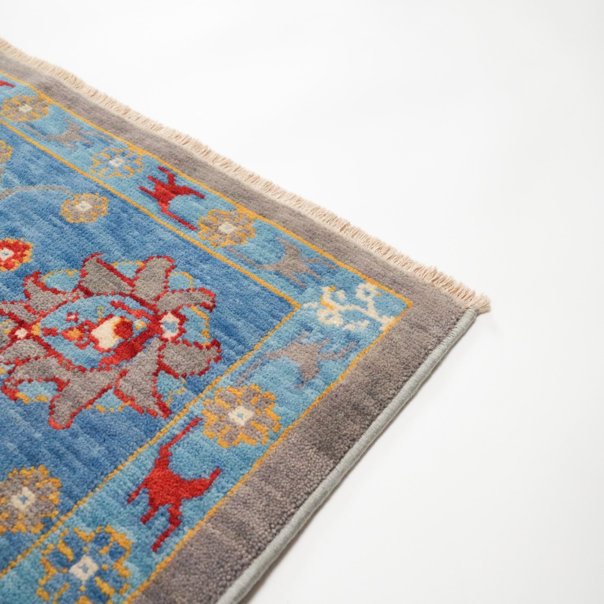 Tempus Series Uşak Patterned Blue-Grey Wool Special Loom Carpet