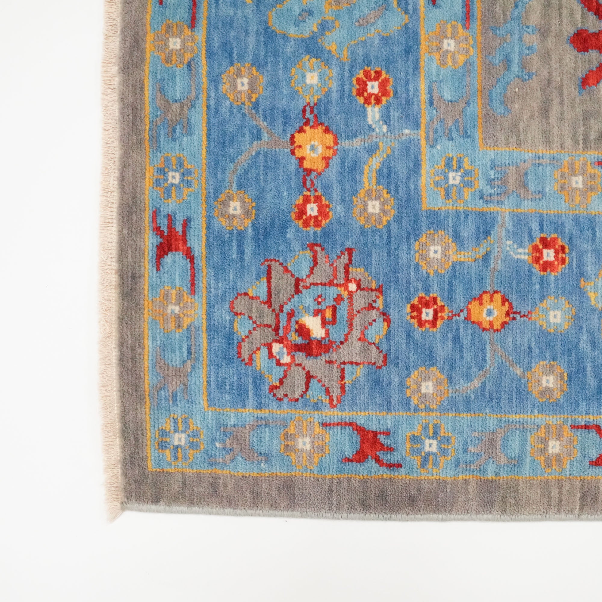 Tempus Series Uşak Patterned Blue-Grey Wool Special Loom Carpet