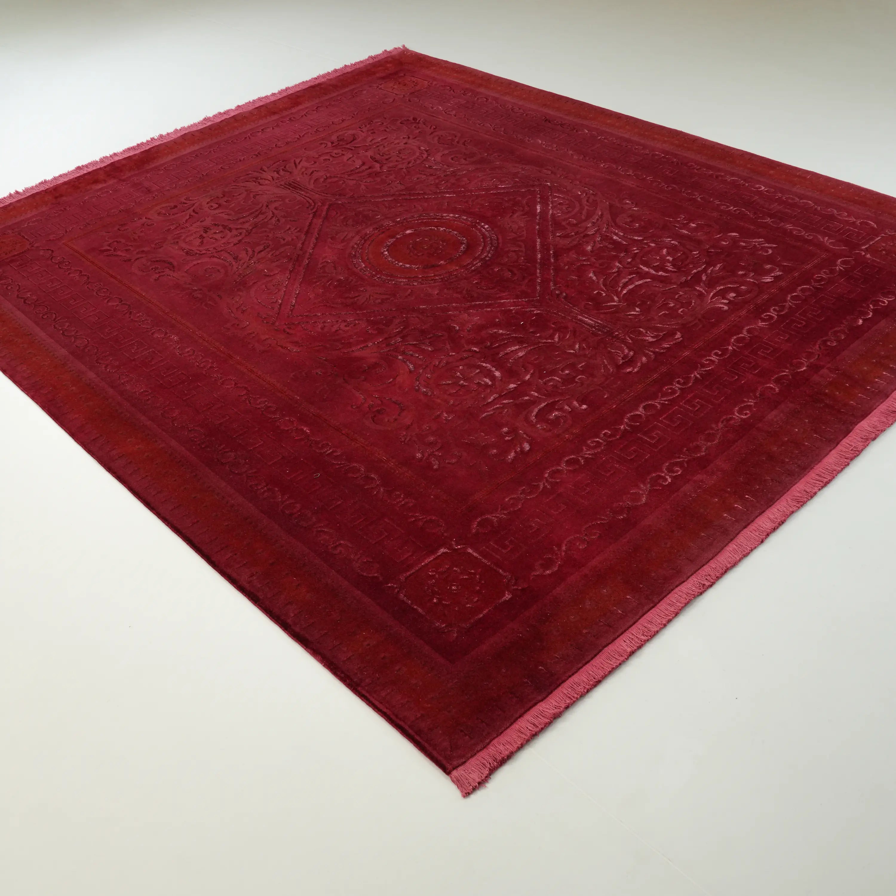 Versace Series Handwoven Versace Patterned Silk Red Rug
