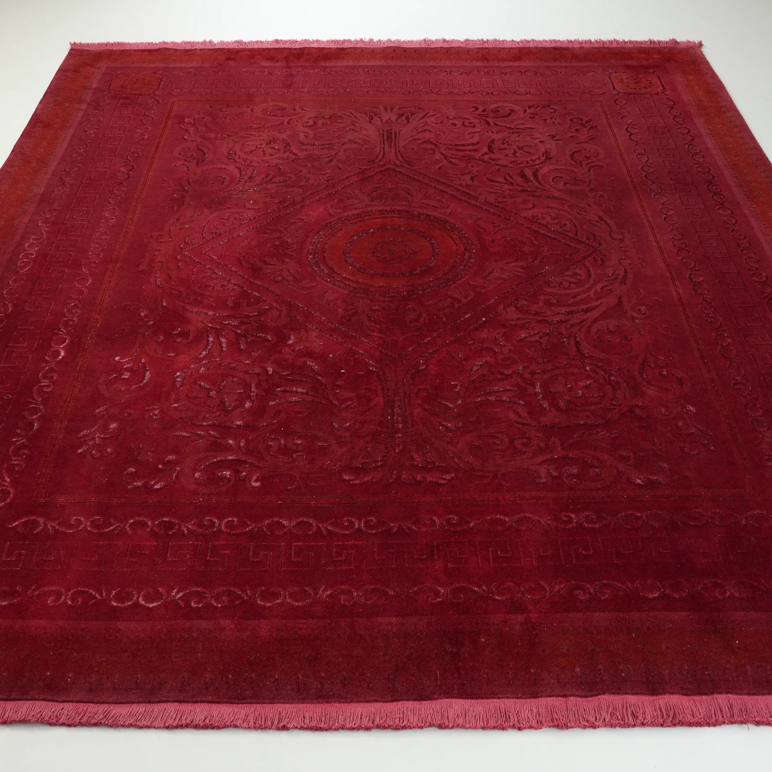 Versace Series Handwoven Versace Patterned Silk Red Rug