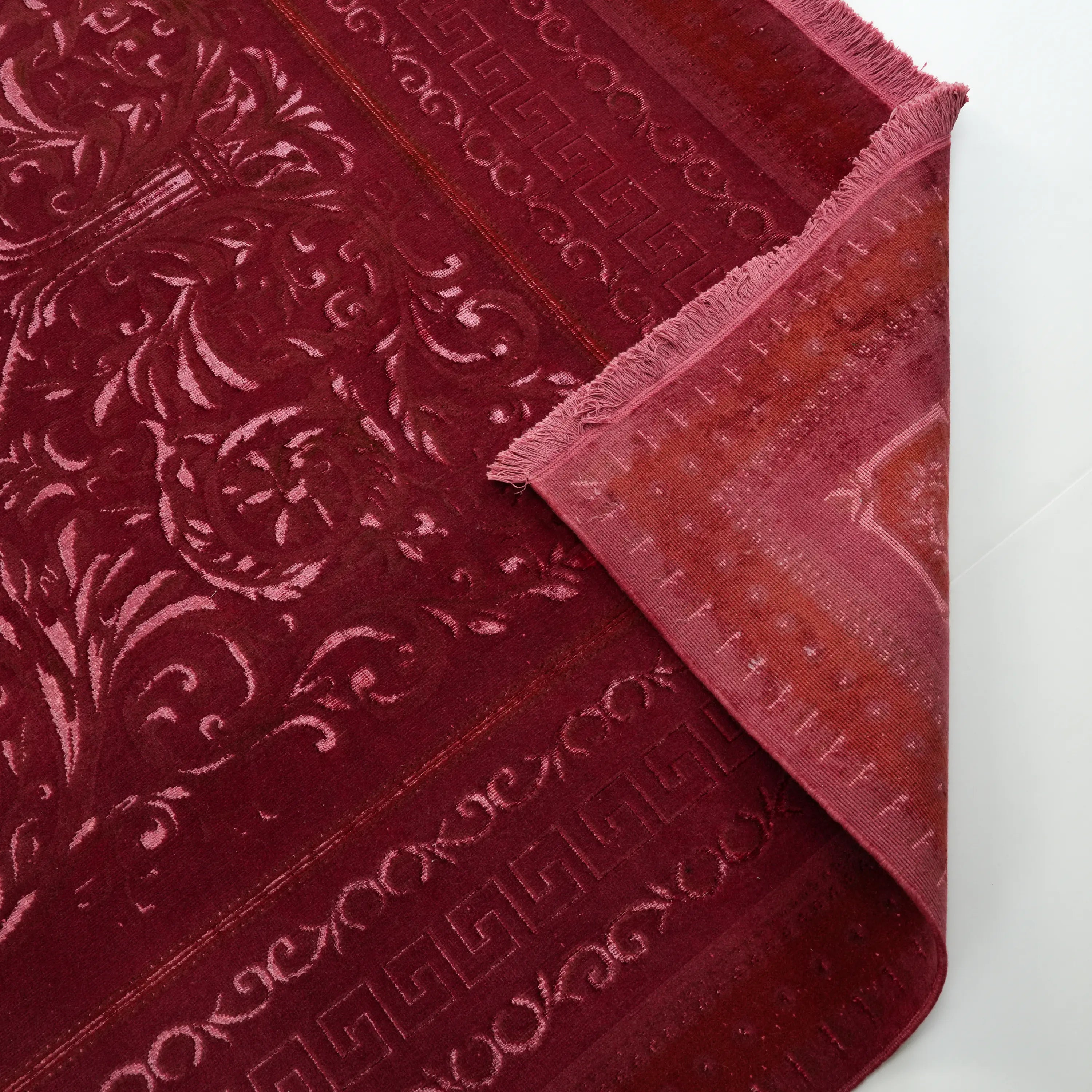 Versace Series Handwoven Versace Patterned Silk Red Rug