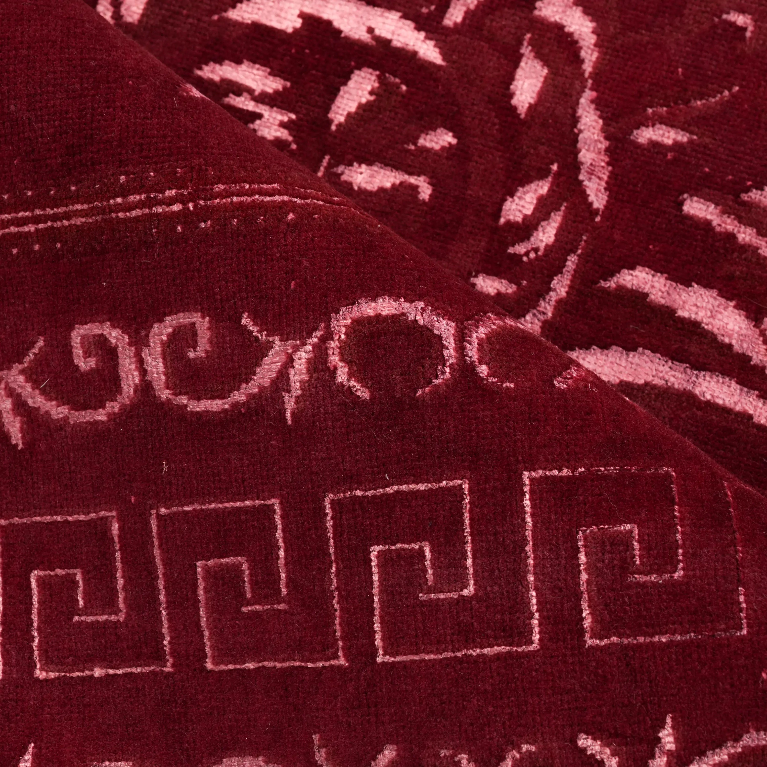 Versace Series Handwoven Versace Patterned Silk Red Rug