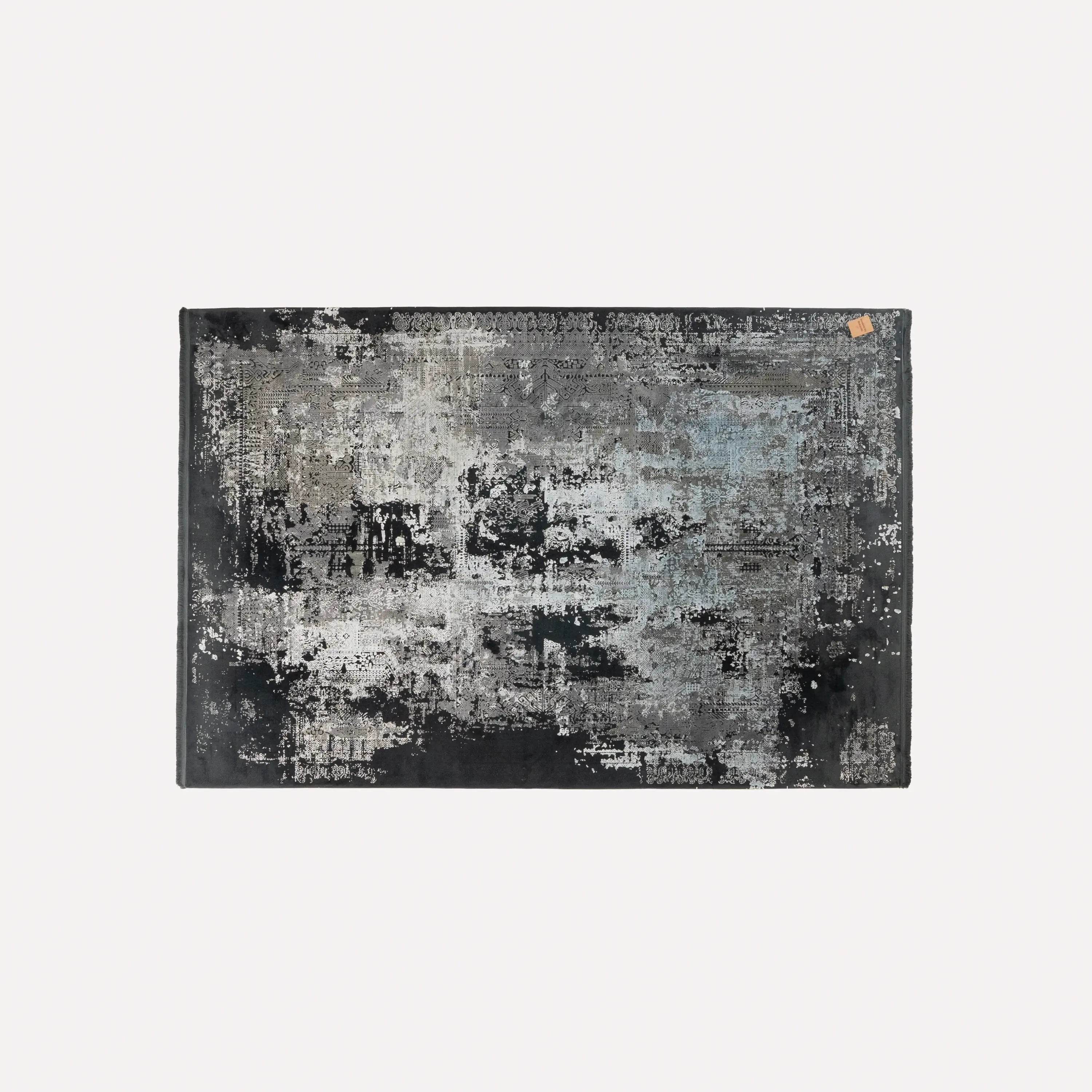 Vintage Desenli Antrasit Viskon Halı