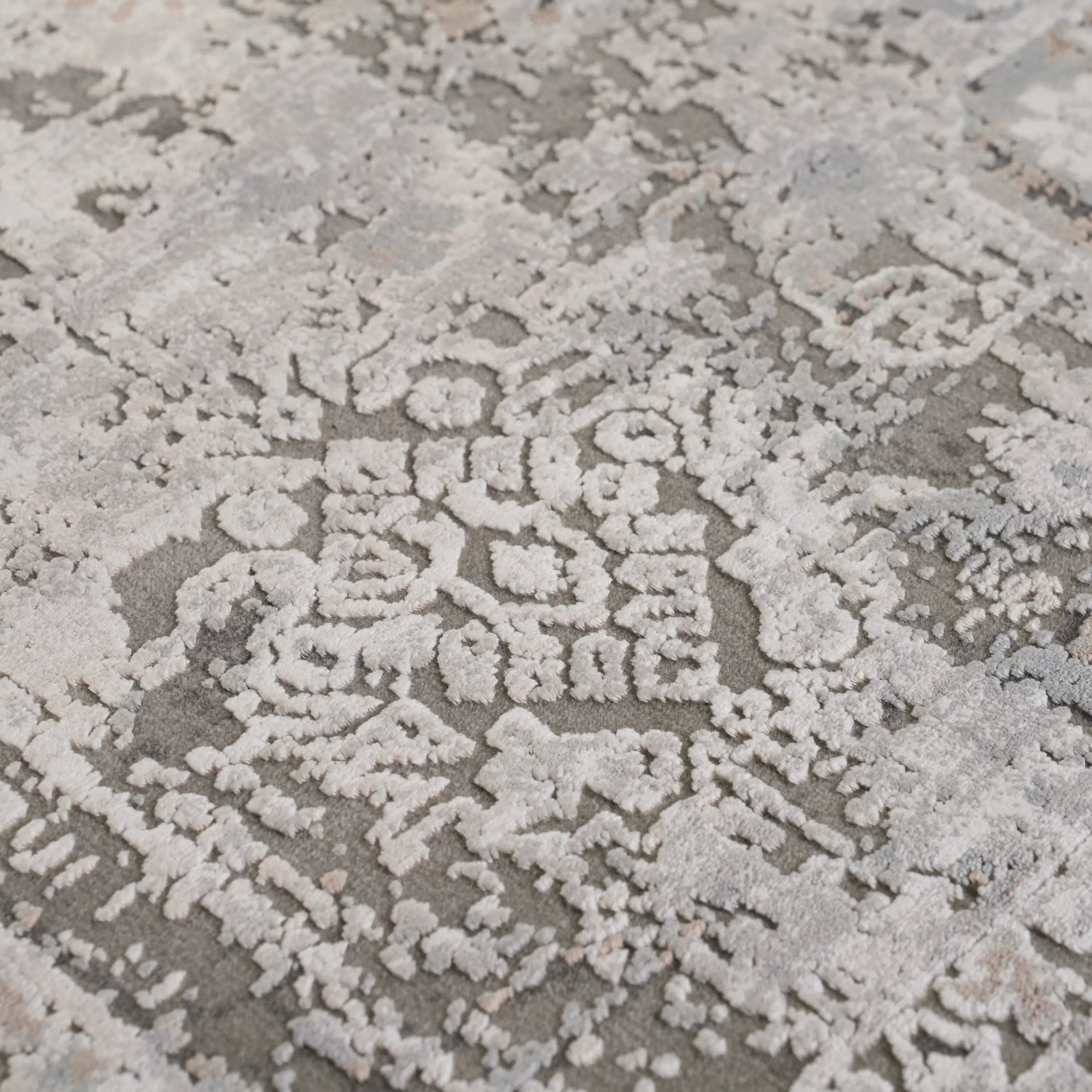 Vintage Desenli Gri Viskon Halı