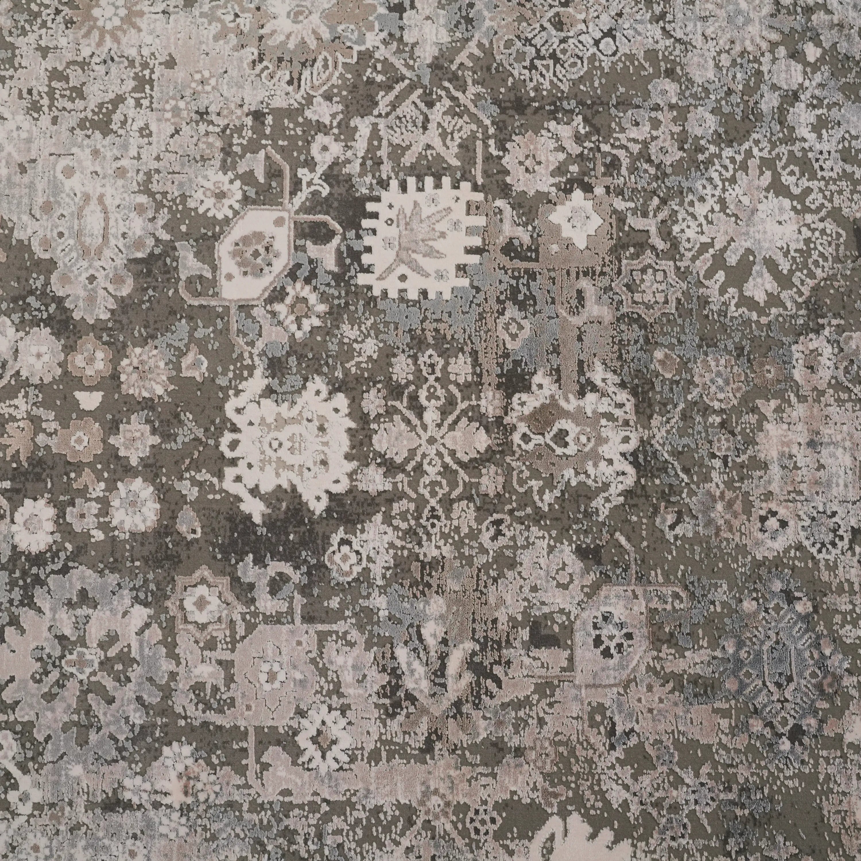 Vintage Desenli Gri Viskon Halı