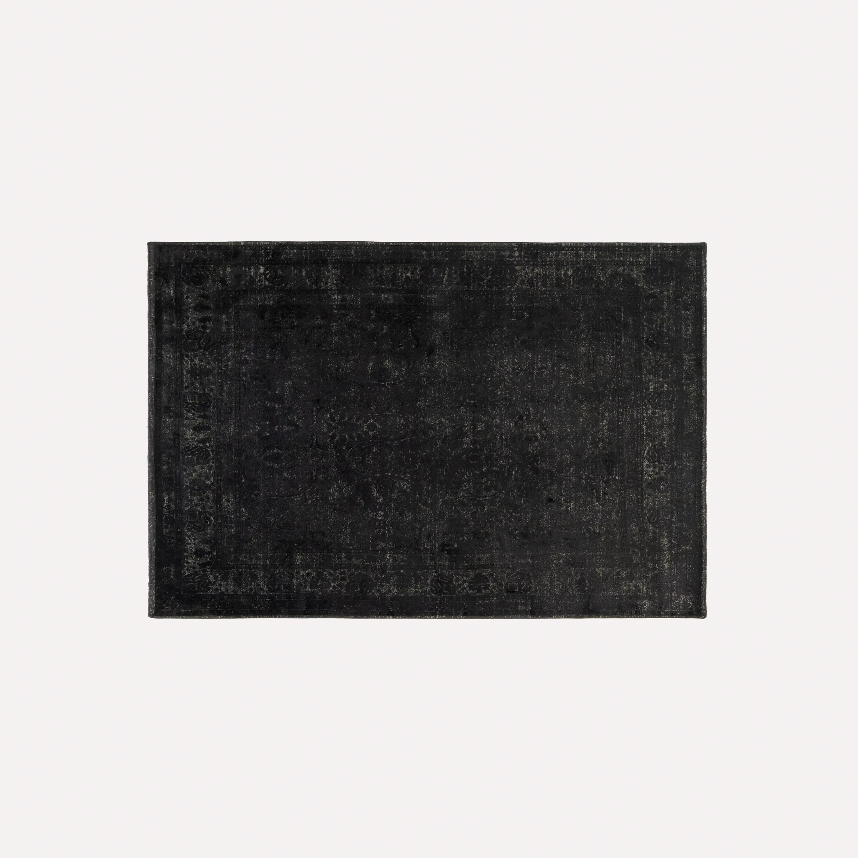 Vintage Desenli Siyah Viskon Halı