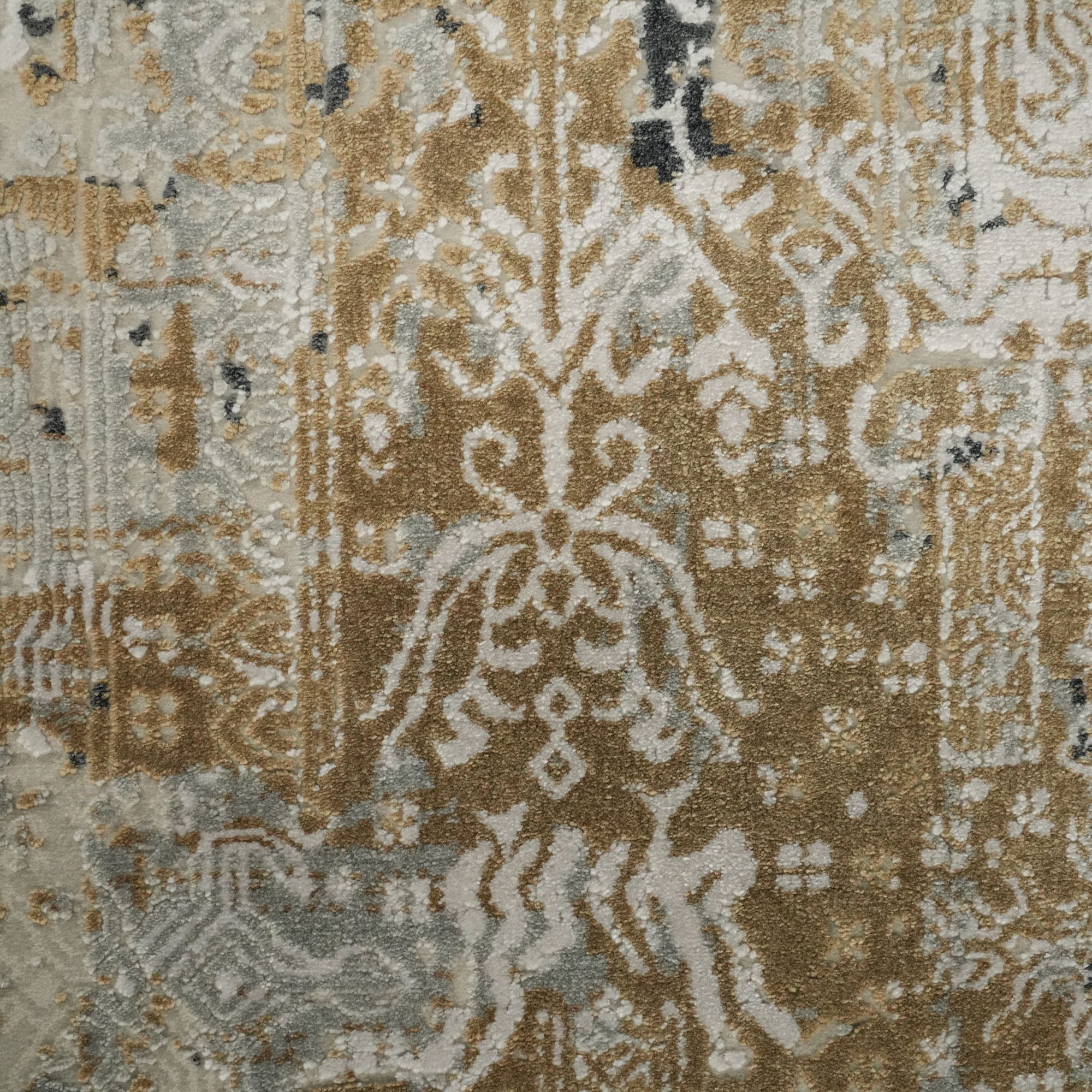 Vintage Patterned Viscose Gray Carpet