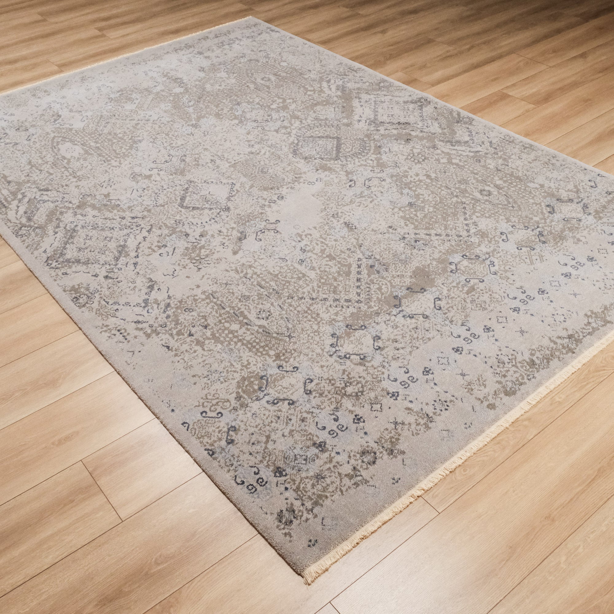 Vintage Tezgah Dokuma Gri Halı