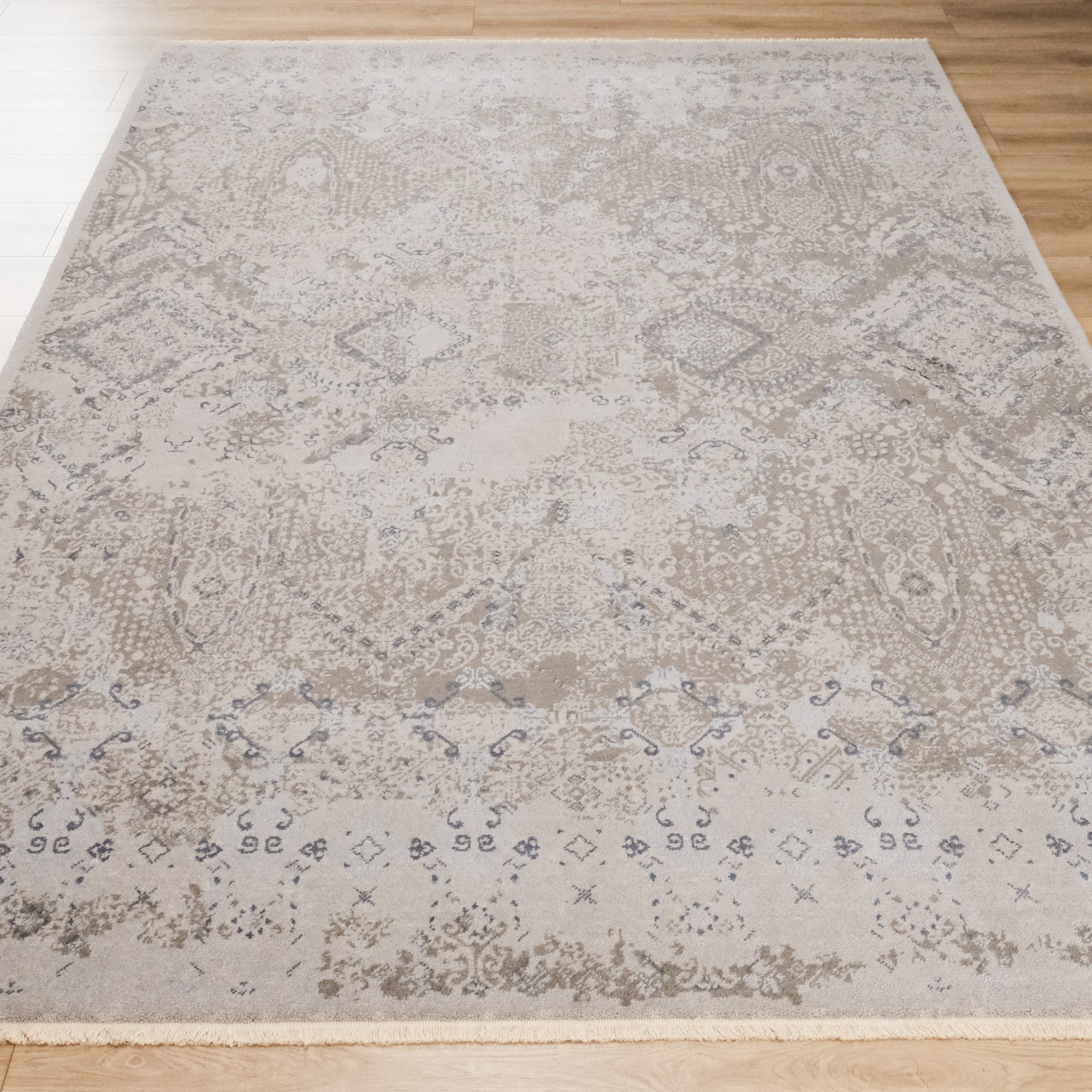 Vintage Tezgah Dokuma Gri Halı