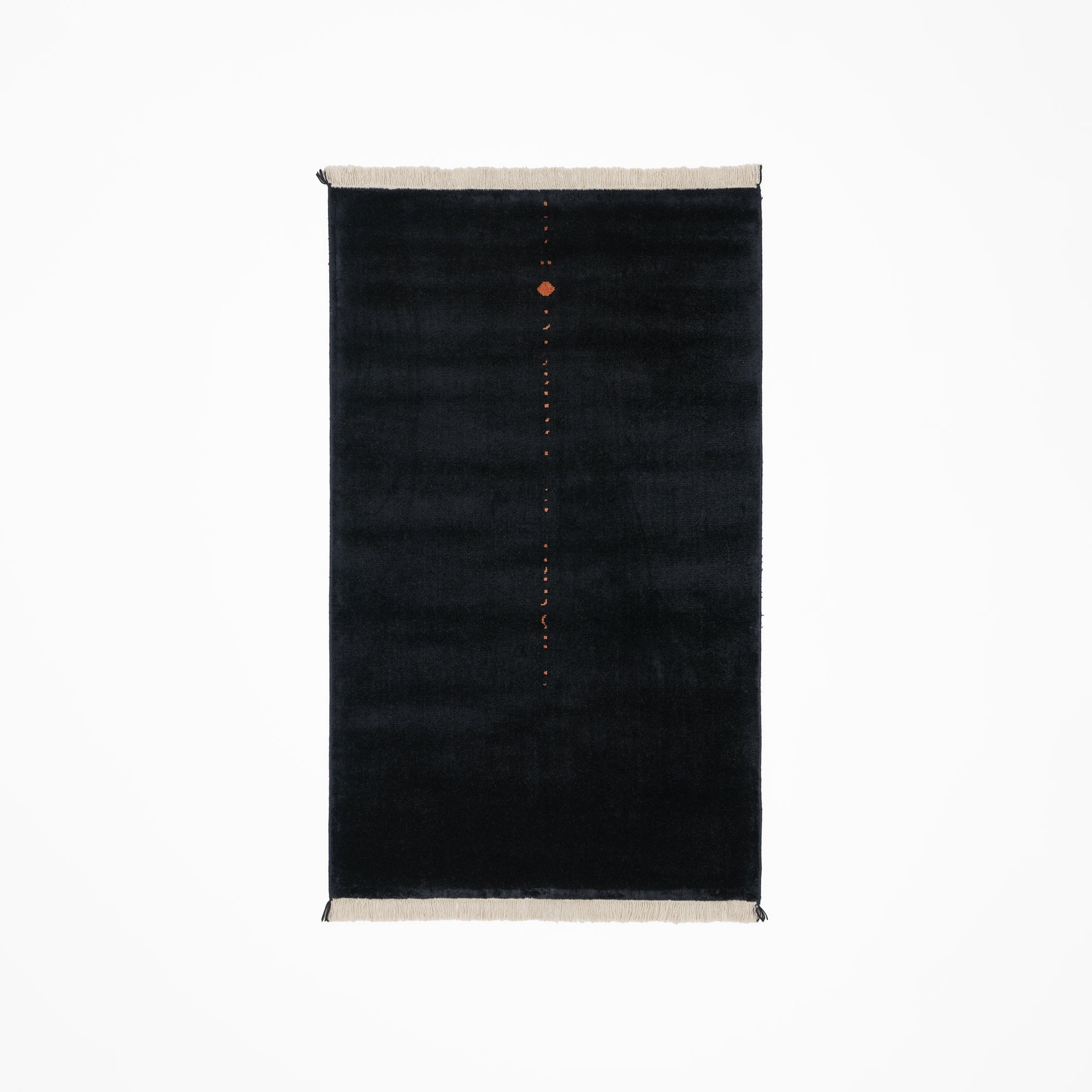 Plain Patterned Tencel Black Loom Woven Prayer Rug Rug