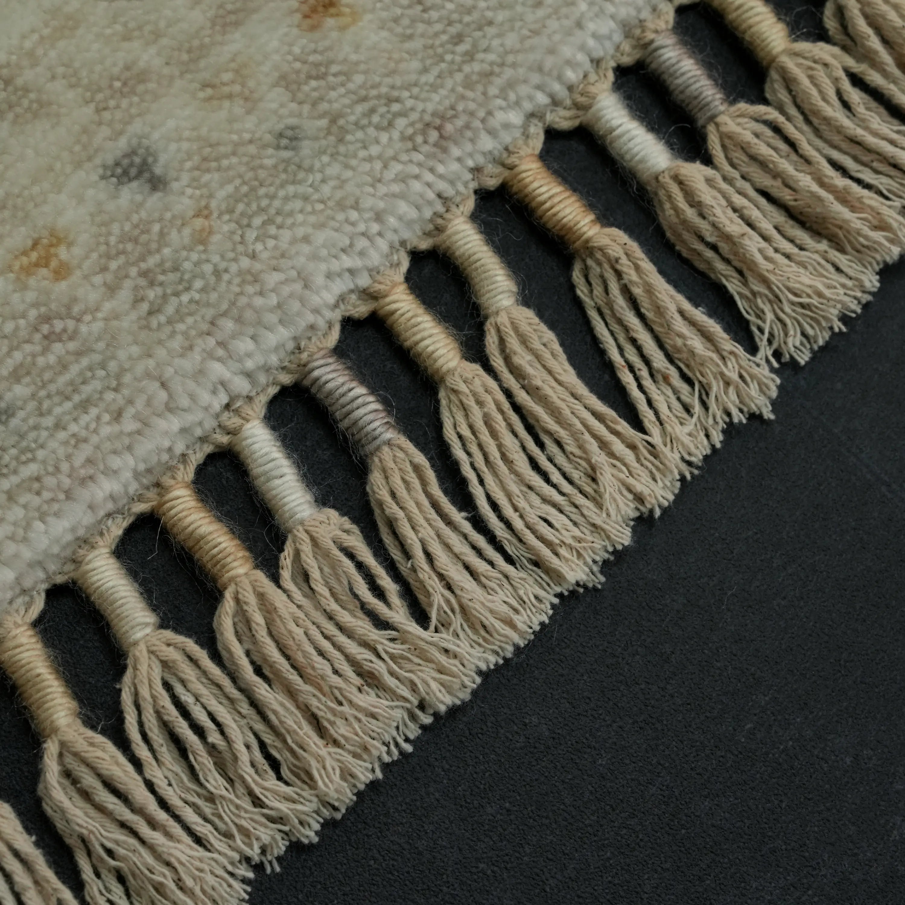 Zade Series Afghan Pattern Cream Tencel Loom-Woven Rug