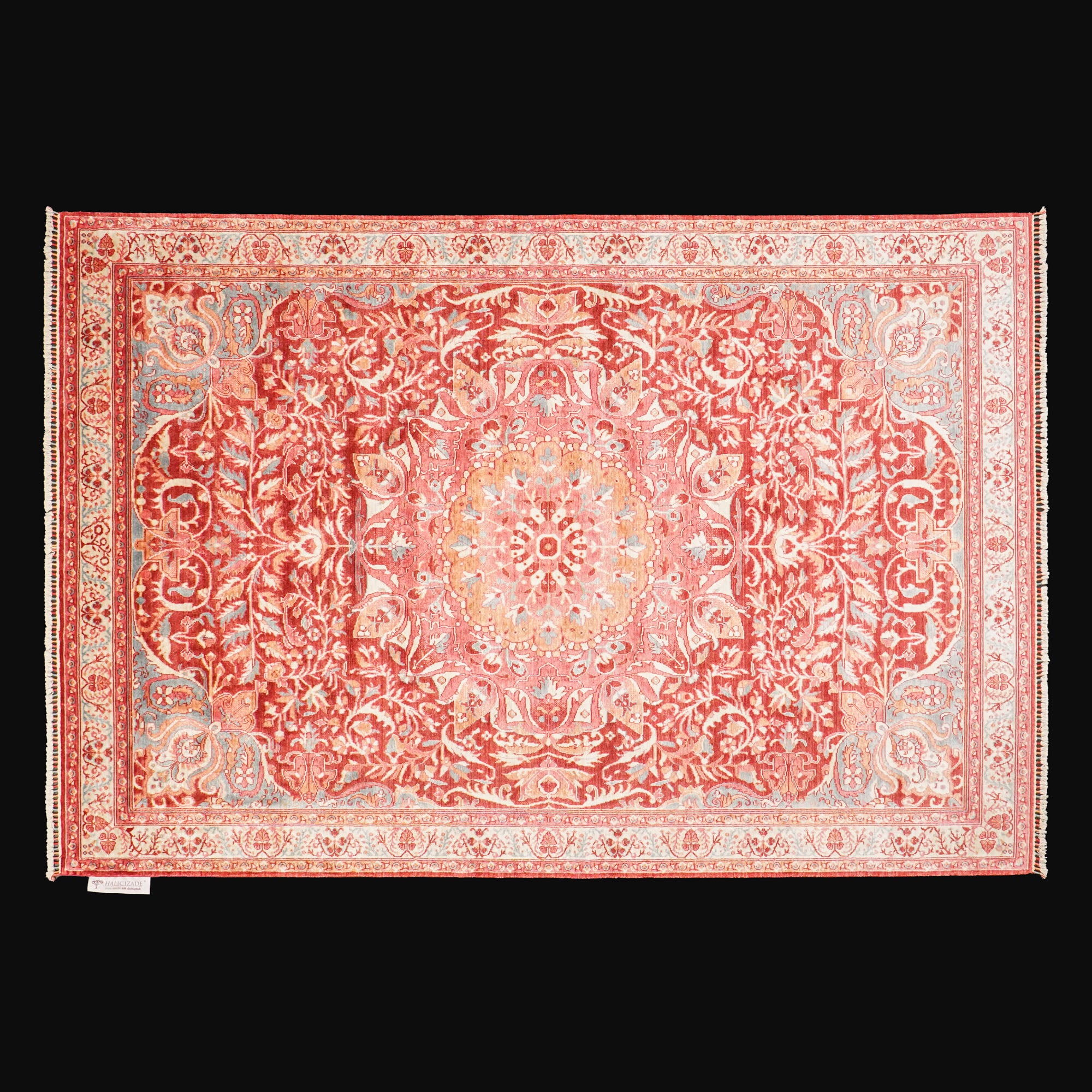 Zade Series Flower Patterned Red Loom-Woven Rug