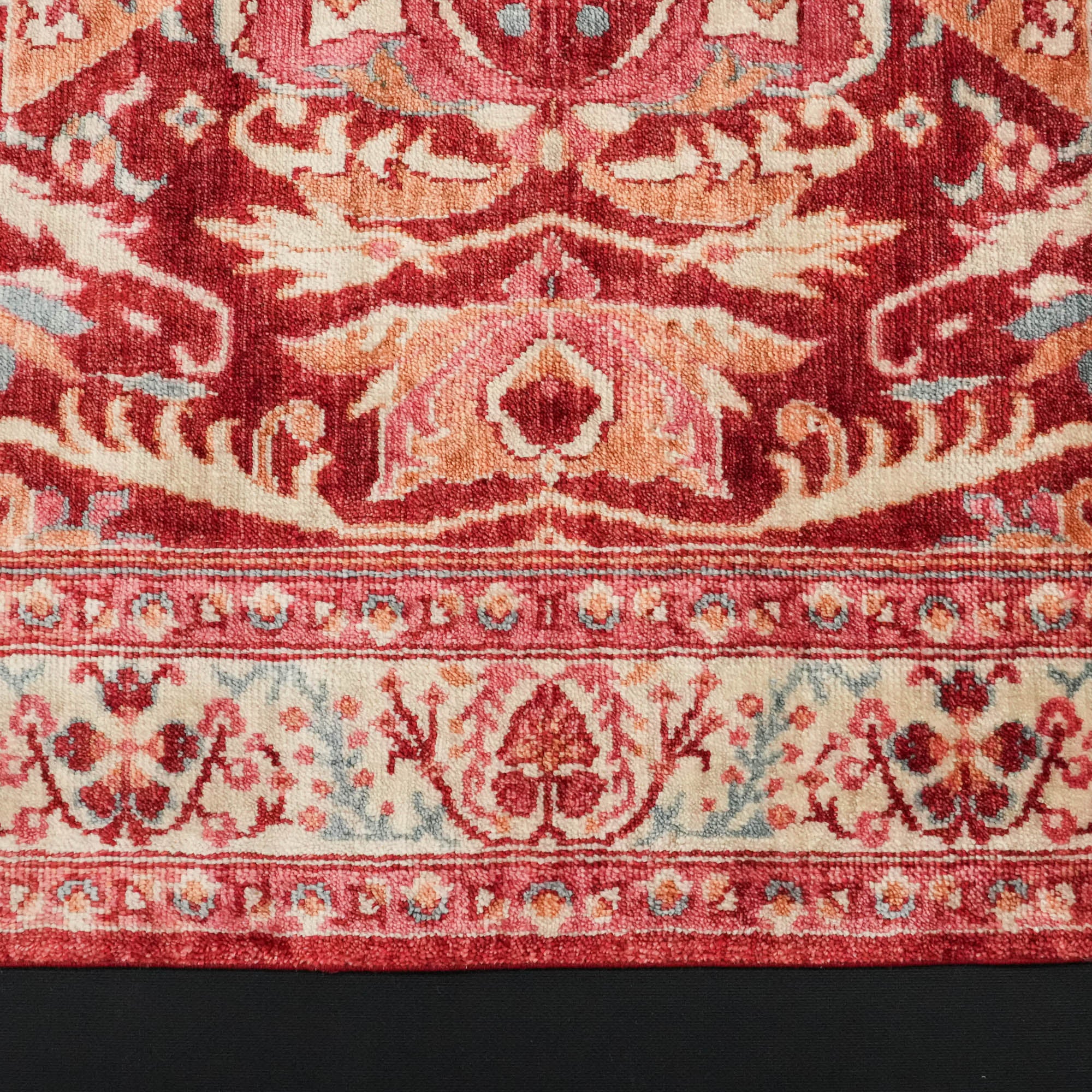 Zade Series Flower Patterned Red Loom-Woven Rug