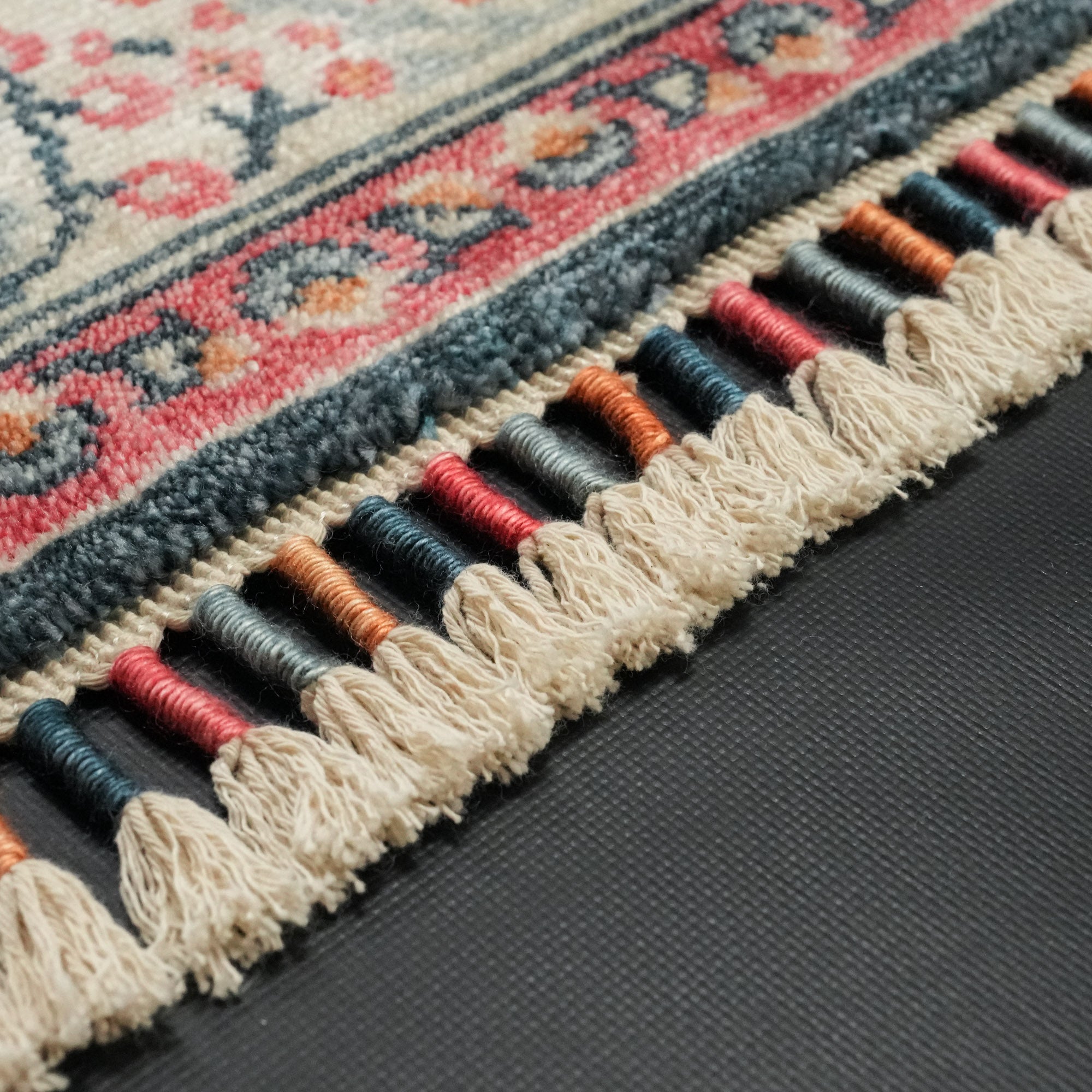 Zade Series Flower Patterned Colorful Loom-Woven Rug