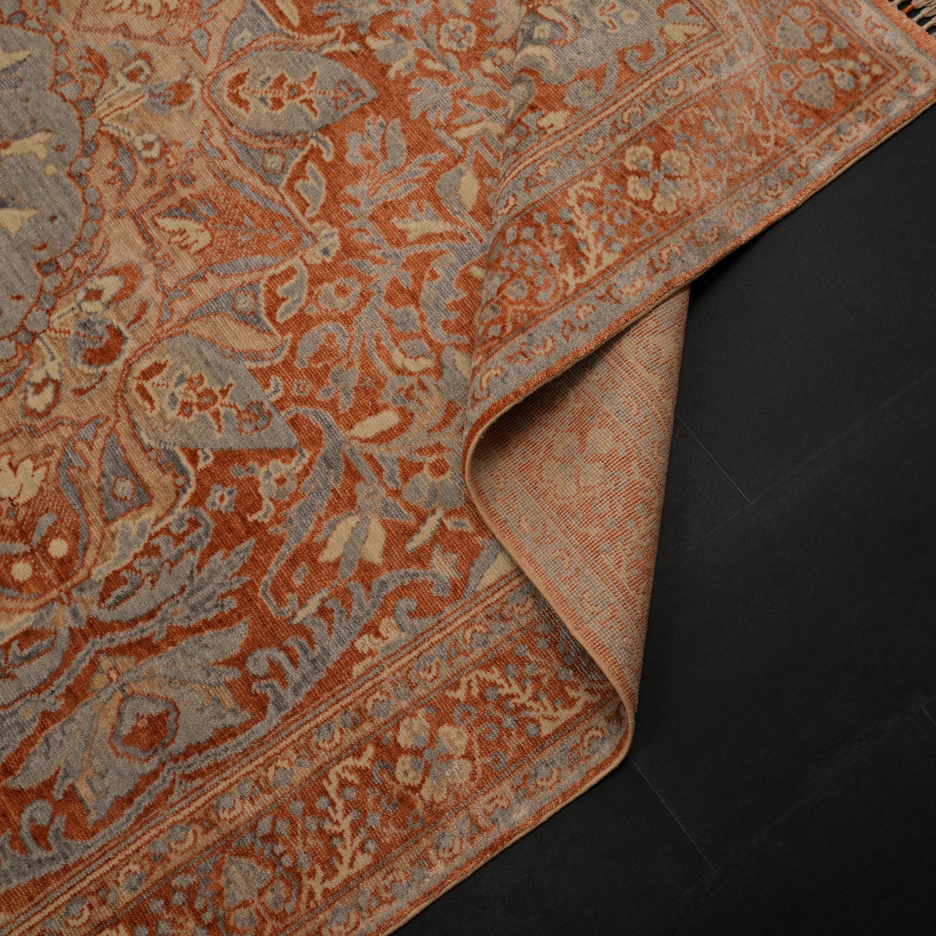 Zade Series Floral Patterned Terra Loom-Woven Natural Rug