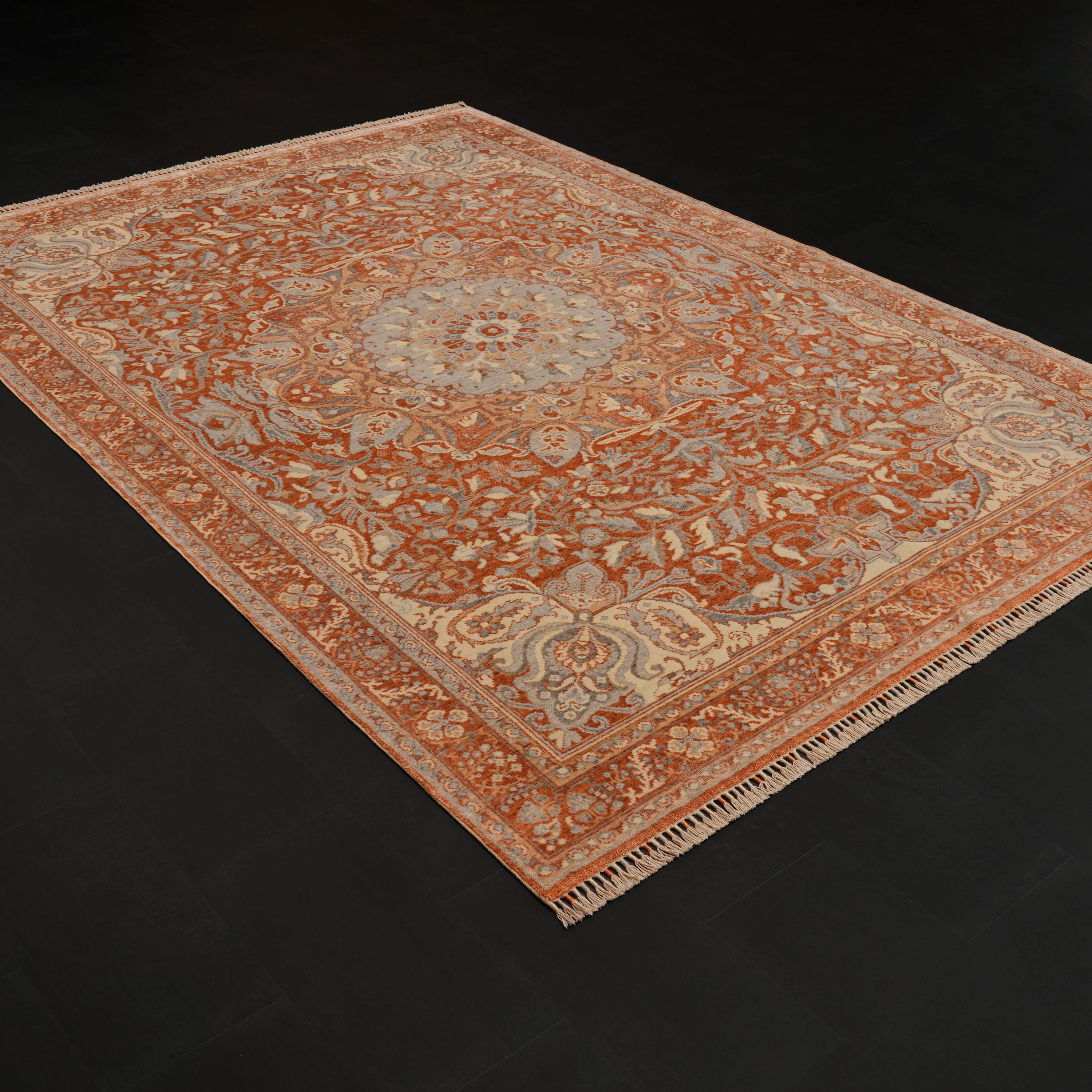 Zade Series Floral Patterned Terra Loom-Woven Natural Rug