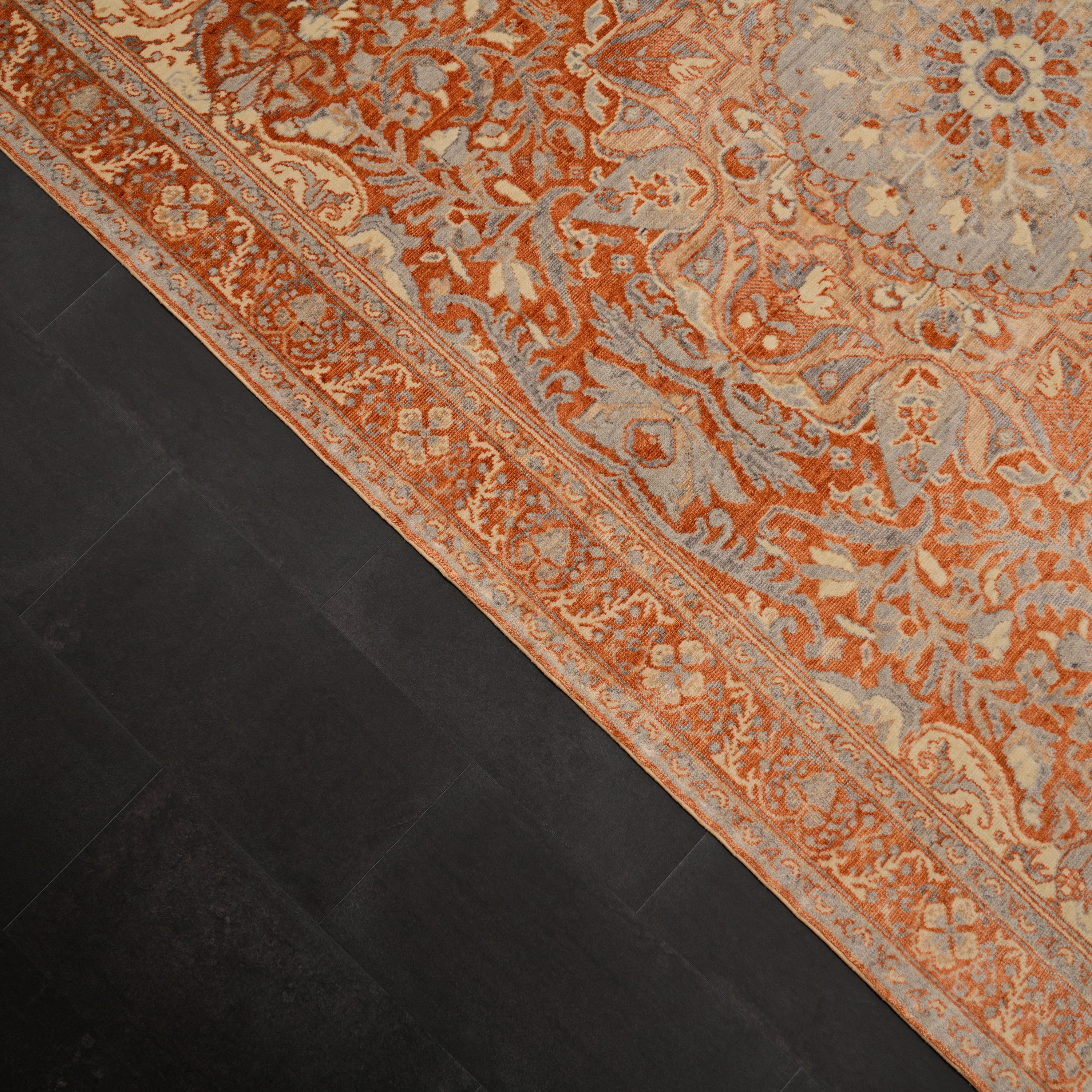 Zade Series Floral Patterned Terra Loom-Woven Natural Rug