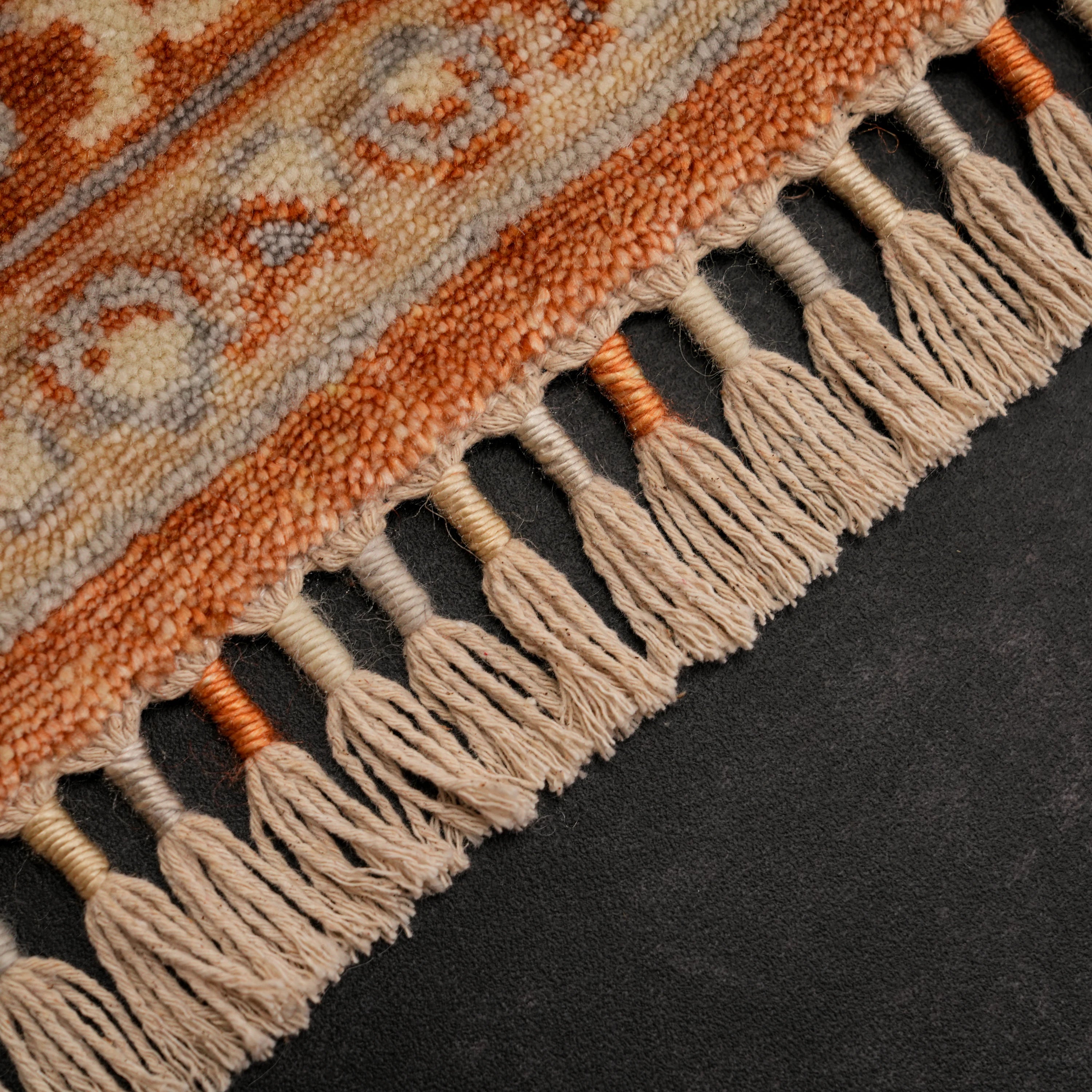 Zade Series Floral Patterned Terra Loom-Woven Natural Rug