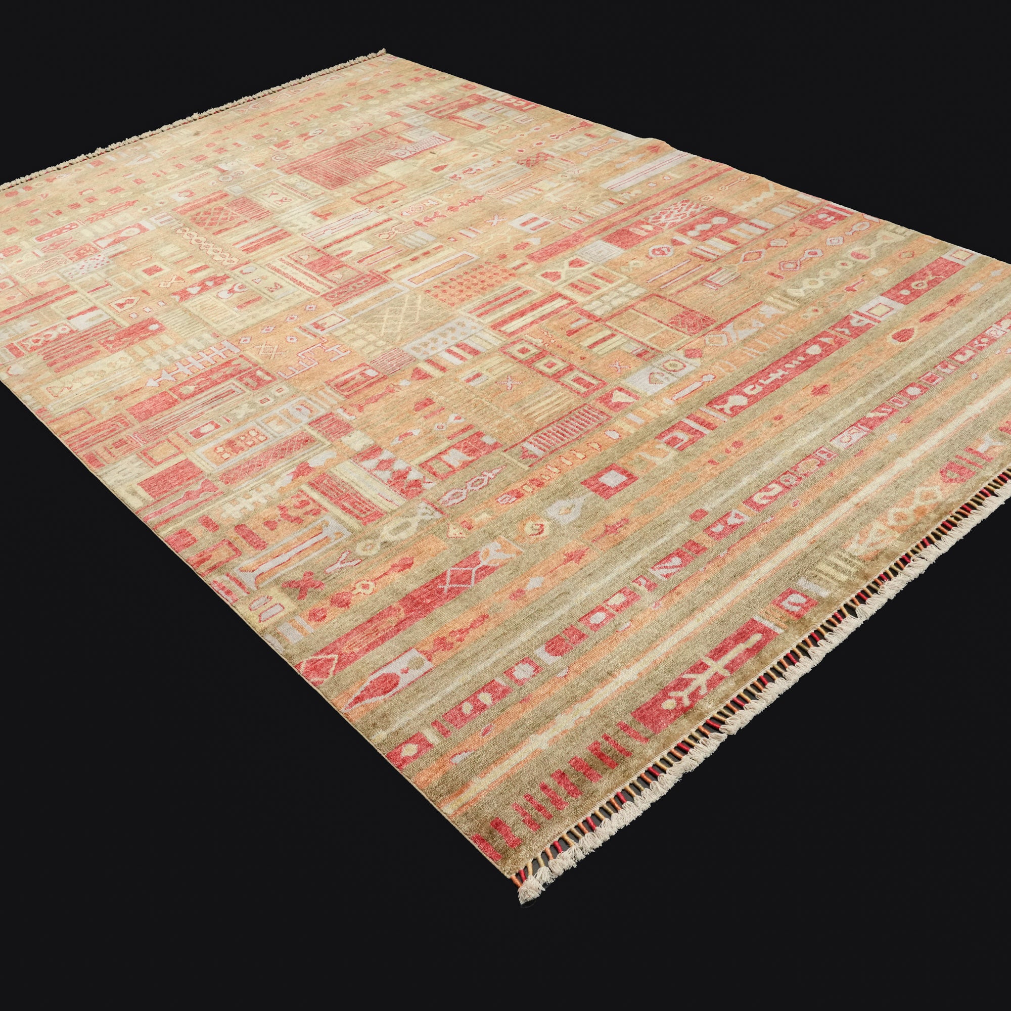 Zade Series Geometric Patterned Colorful Loom-Woven Rug