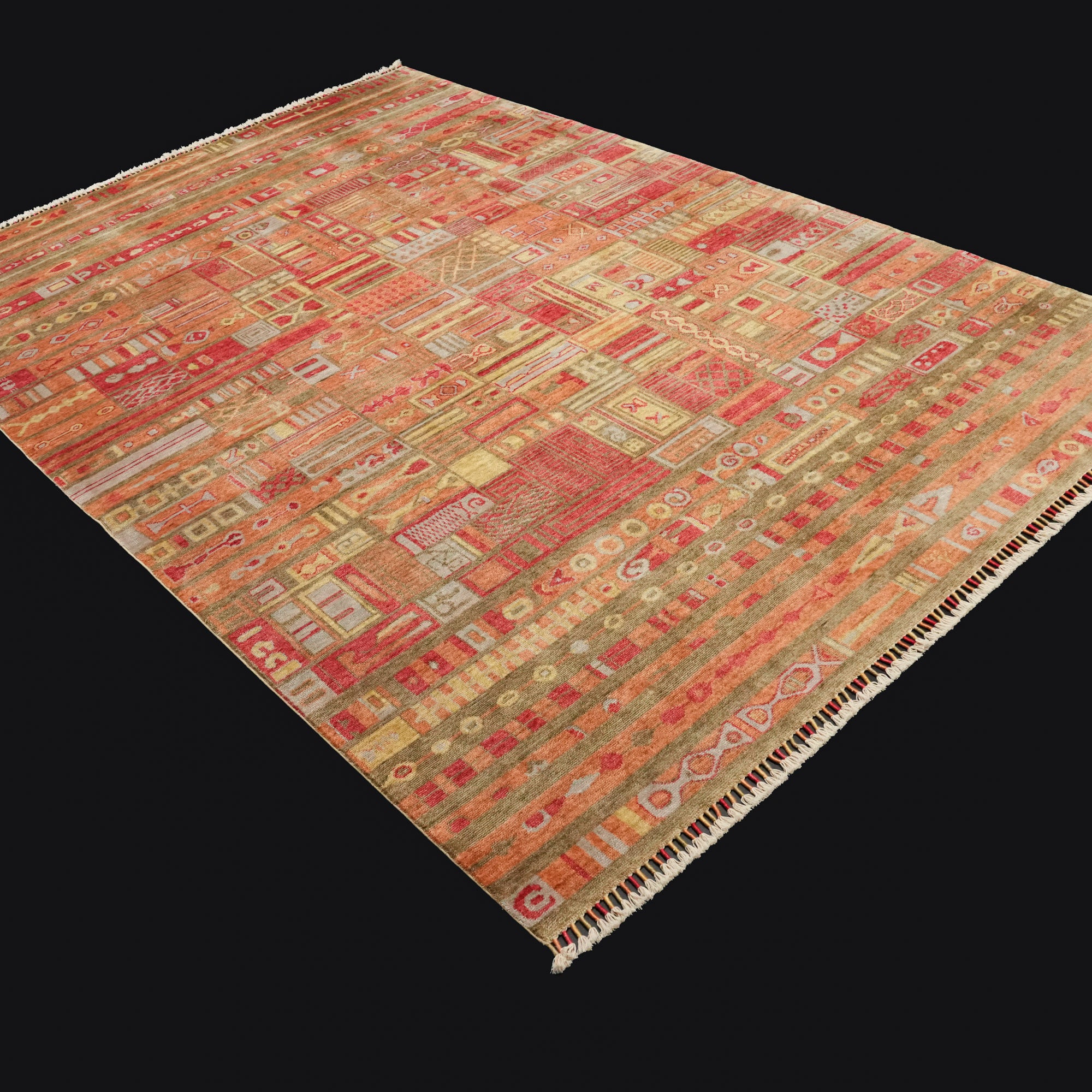 Zade Series Geometric Patterned Colorful Loom-Woven Rug