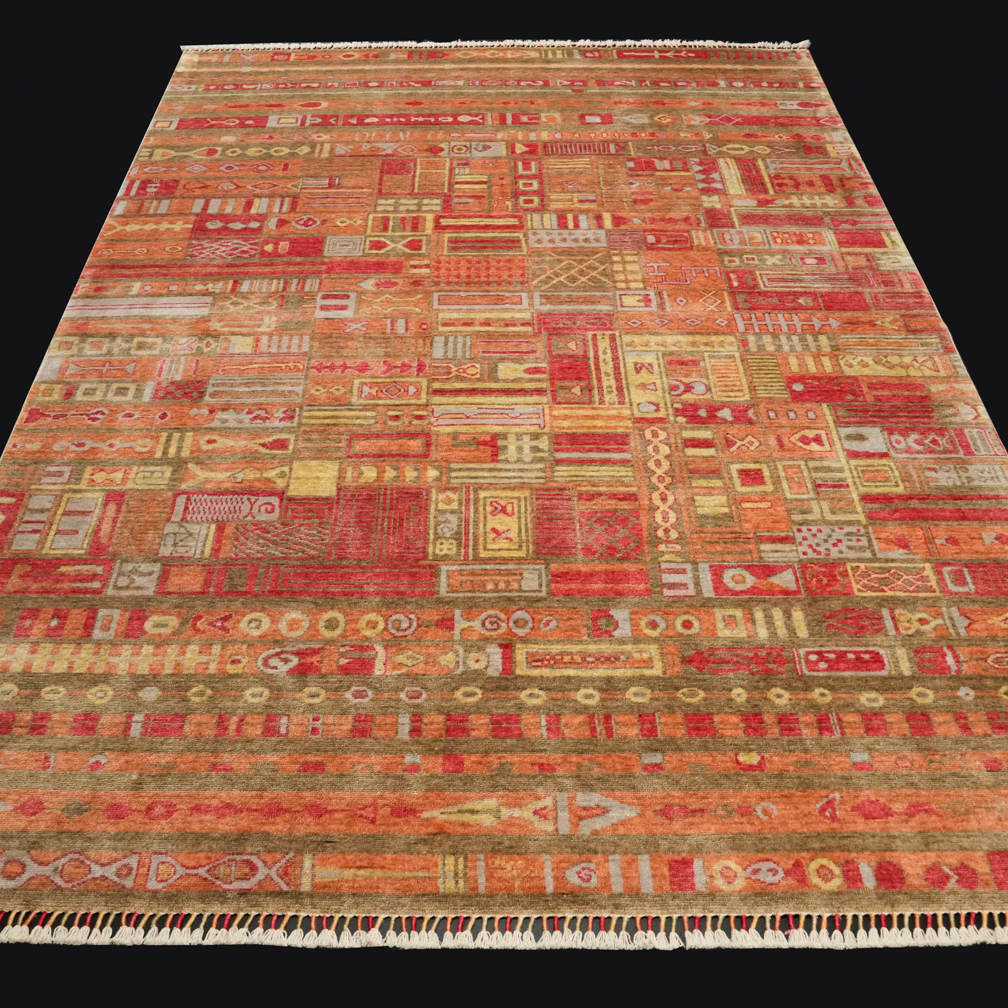 Zade Series Geometric Patterned Colorful Loom-Woven Rug