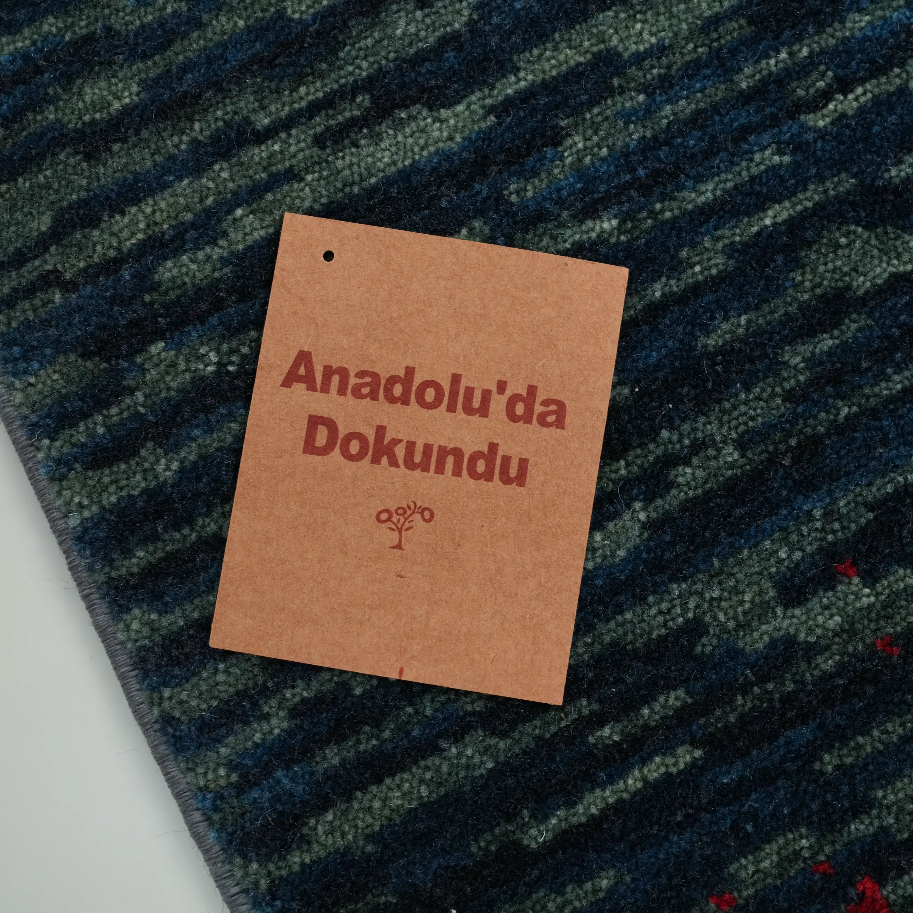 Zade Series Navy Blue Wool Loom Woven Rug Prayer Mat