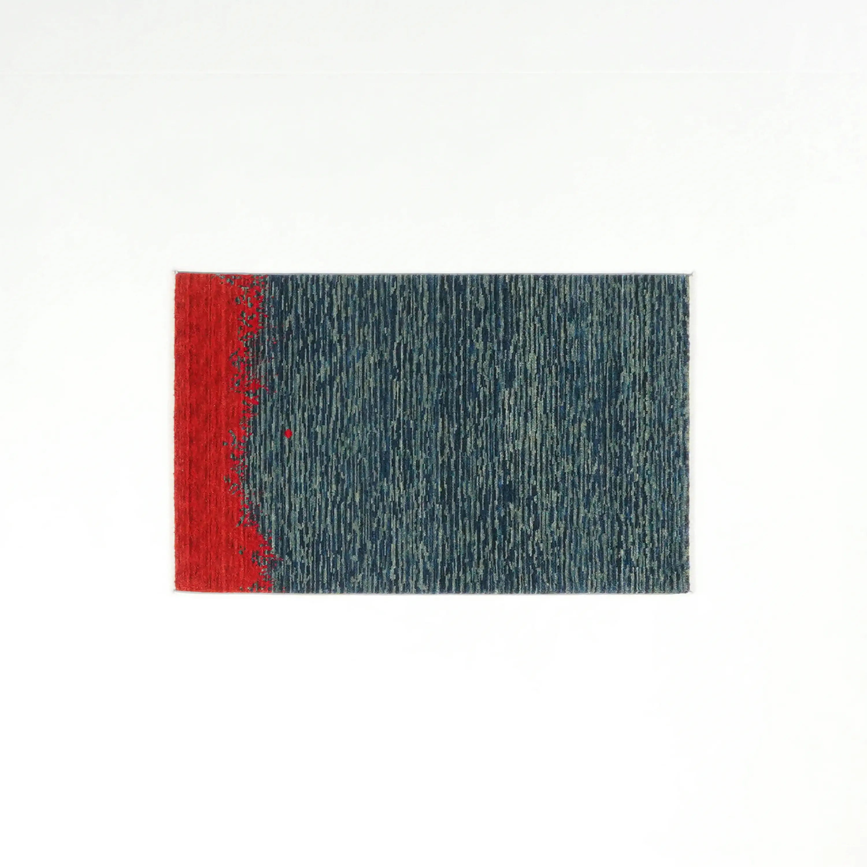 Zade Series Navy Blue Wool Loom Woven Rug Prayer Mat