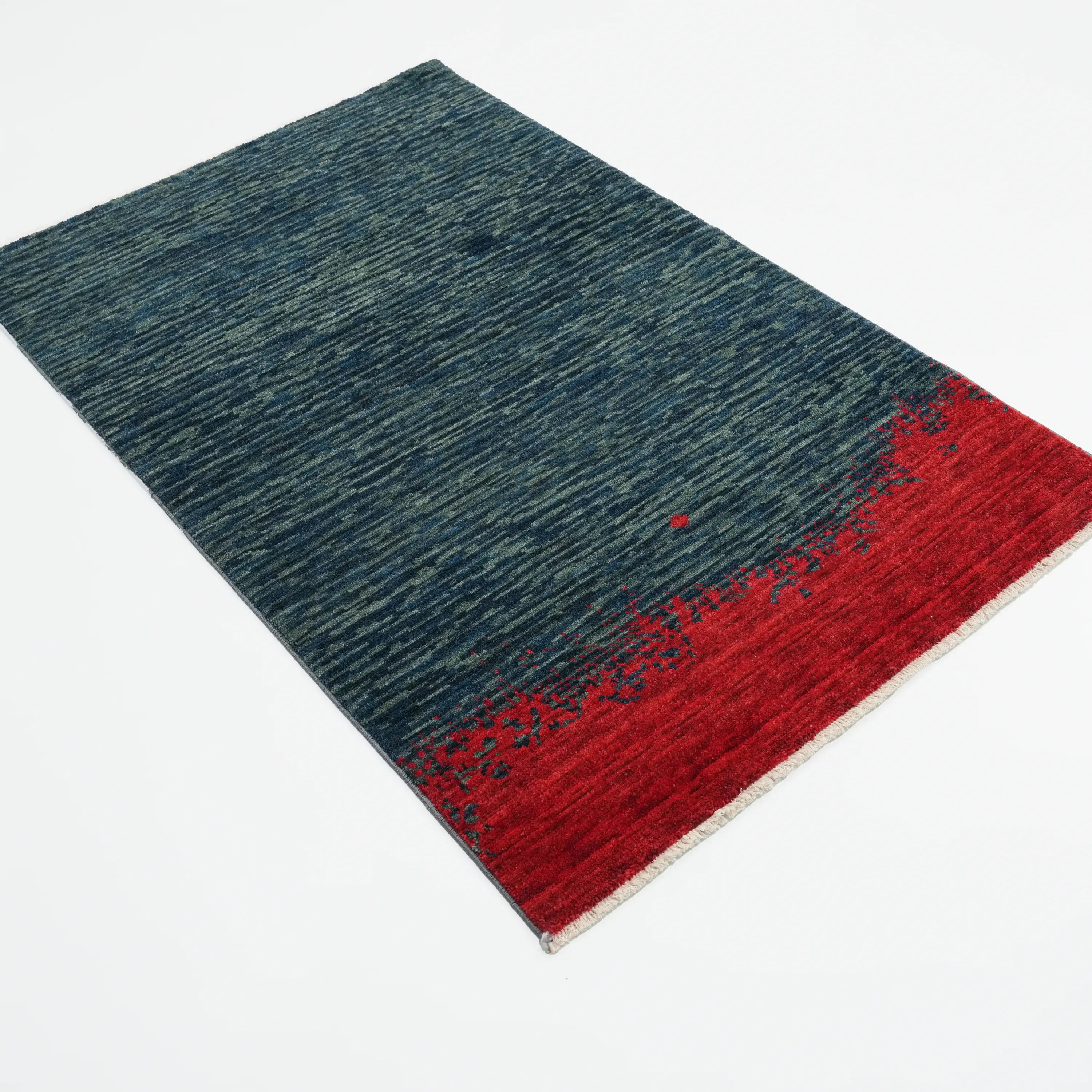 Zade Series Navy Blue Wool Loom Woven Rug Prayer Mat