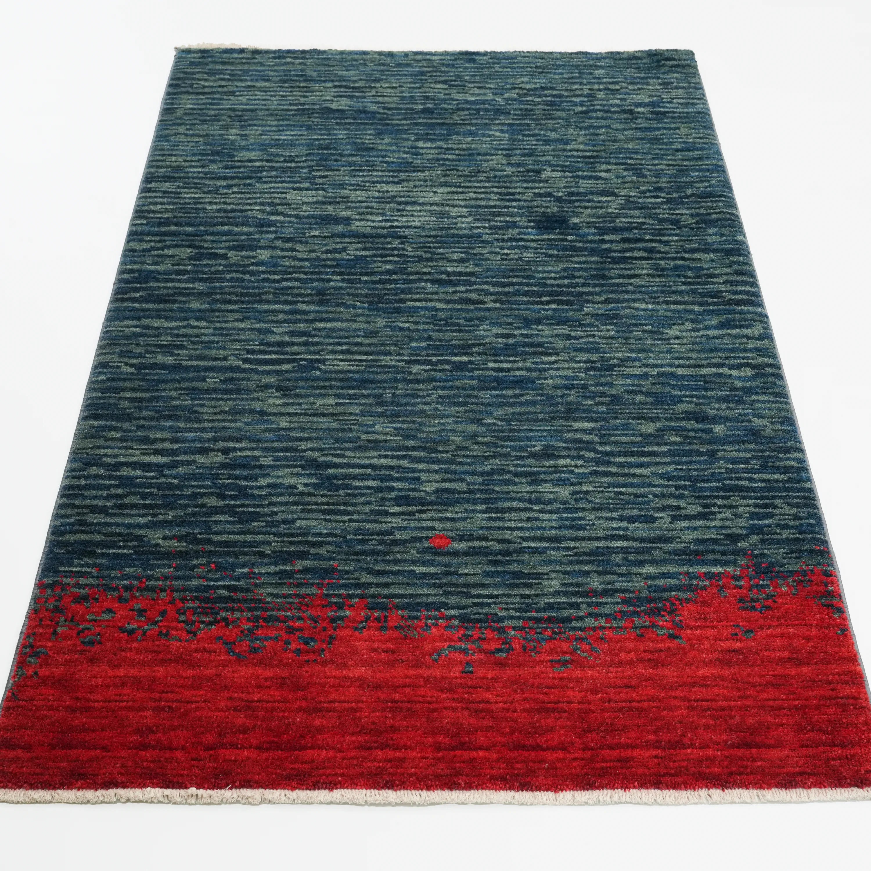 Zade Series Navy Blue Wool Loom Woven Rug Prayer Mat