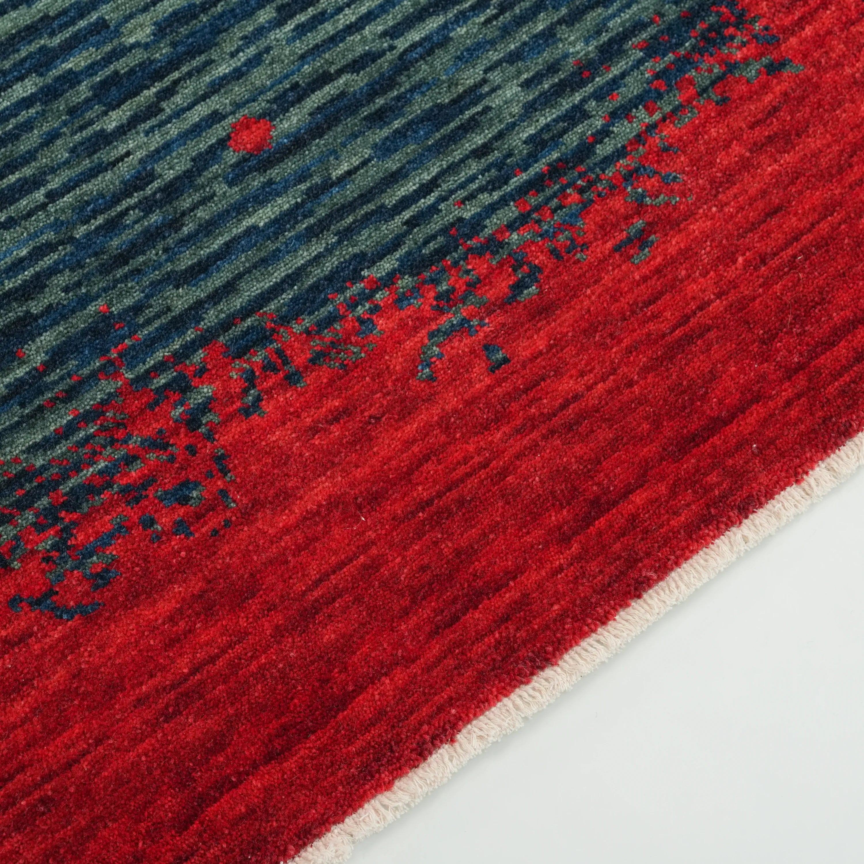 Zade Series Navy Blue Wool Loom Woven Rug Prayer Mat