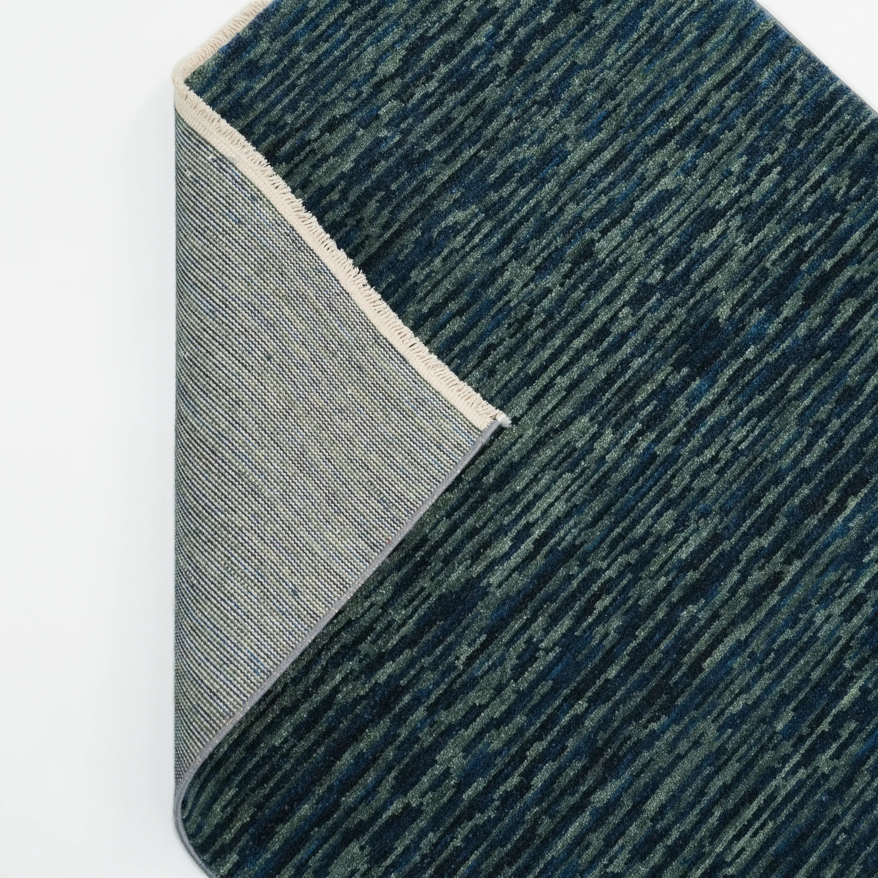 Zade Series Navy Blue Wool Loom Woven Rug Prayer Mat