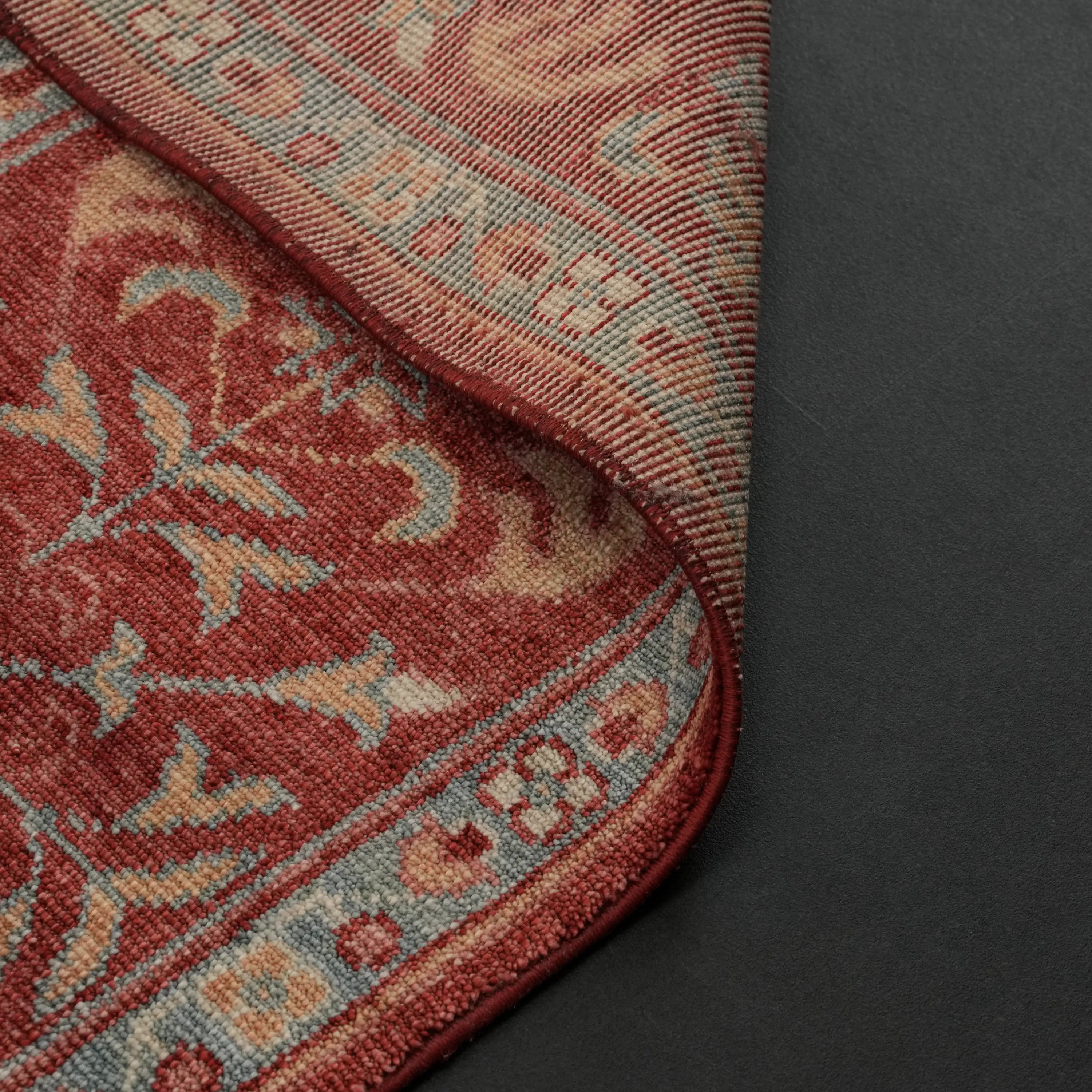 Zade Series Mamluk Pattern Blue Loom Woven Natural Rug