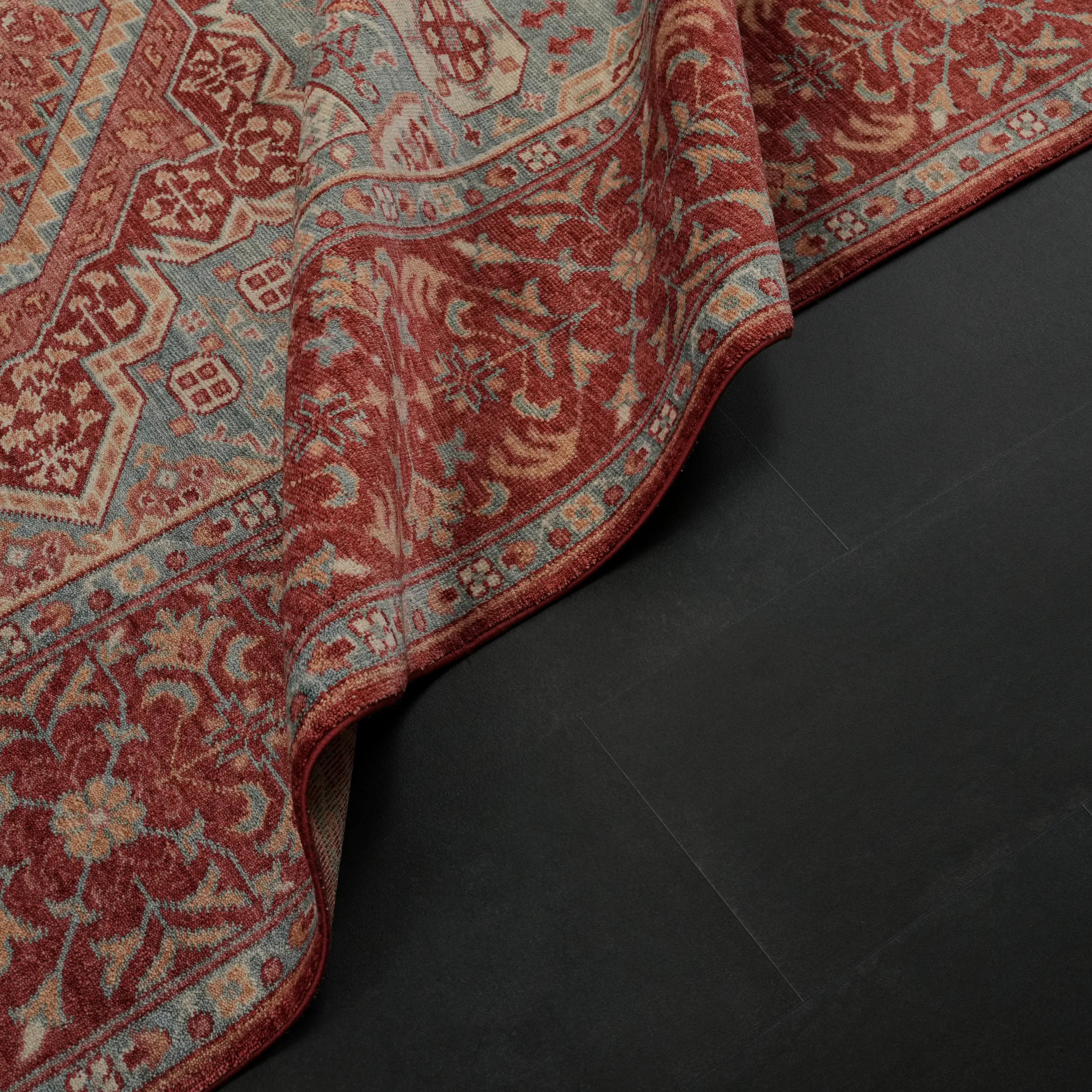 Zade Series Mamluk Pattern Blue Loom Woven Natural Rug