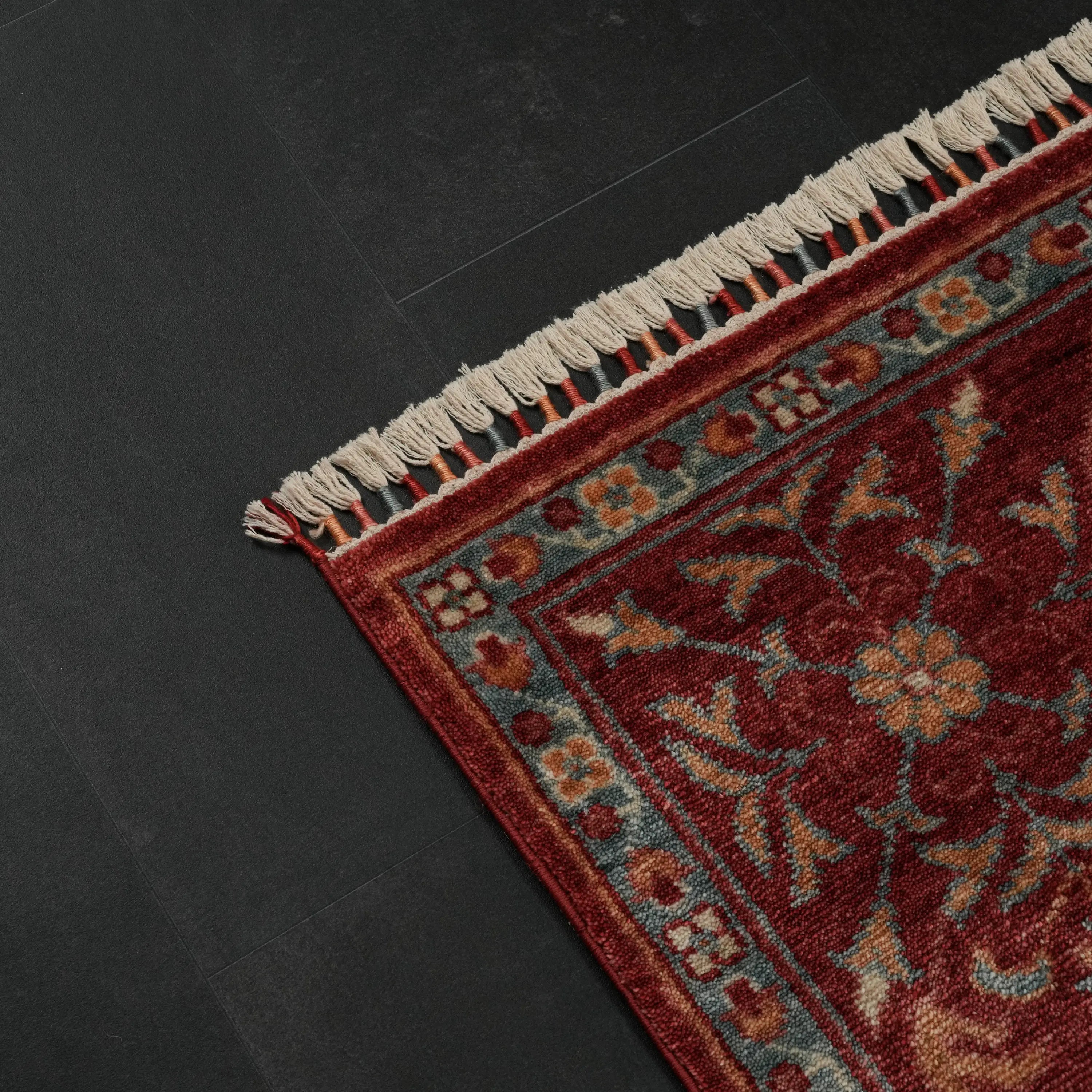 Zade Series Mamluk Pattern Blue Loom Woven Natural Rug